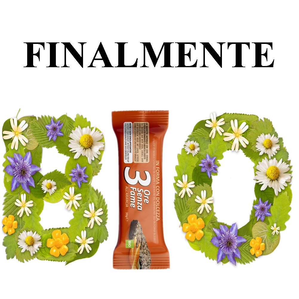 Rilevo- 25 Confezioni singole di 3 Ore Senza Fame all'Arancia Bio Barretta Naturale con Semi,Cereali con Arancia Bio e Piede di cioccolato fondente 30 g (25x30g)