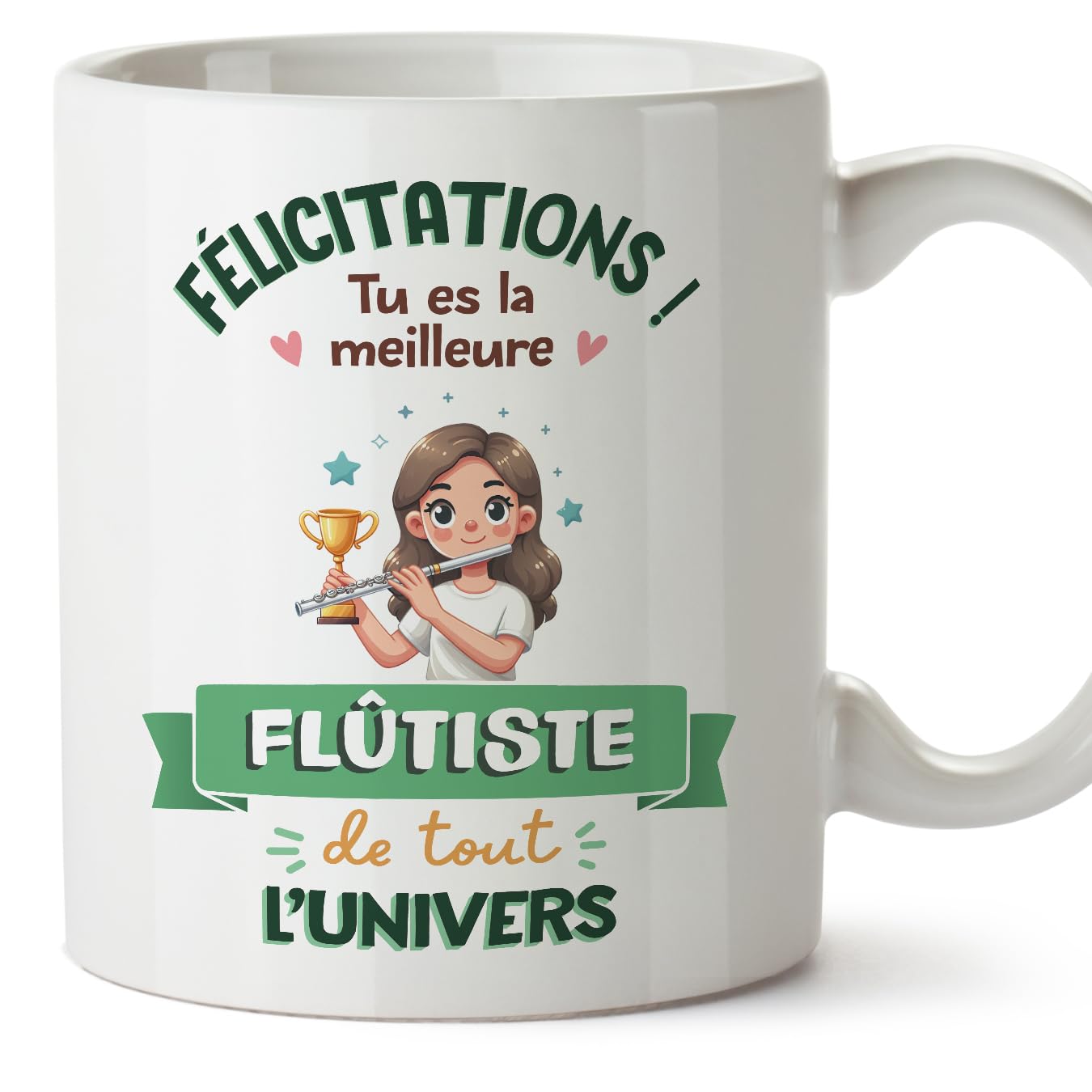 MUGFFINS Flautist Woman Mug - in French - Meilleur Univers Trophée - Funny Gift for Colleagues - Ceramic 11oz Mug — image 1