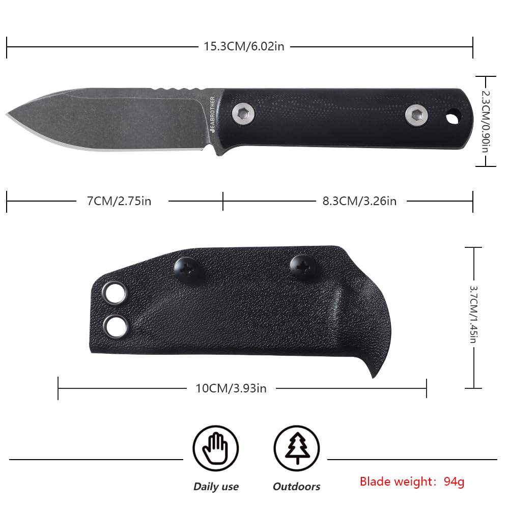 JEABROTHER DC53 Stahl -G10 Griff Festmesser mit Hülle Überlebensschneider, Auskassenmesser EDC Handwerkzeug (D)