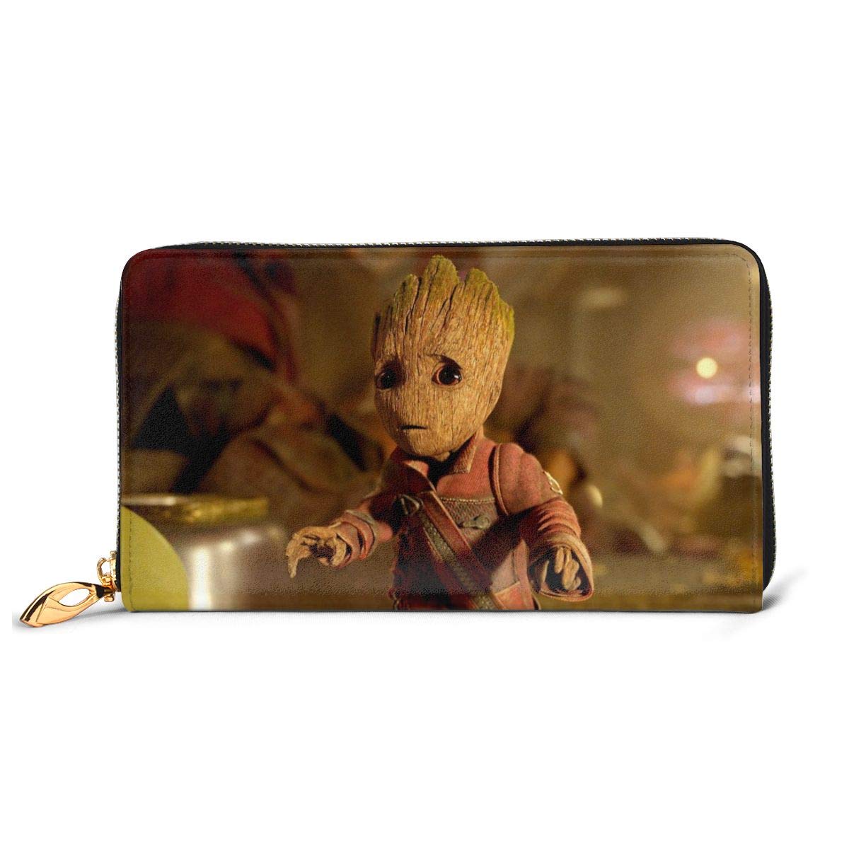 Guardians of The Galaxy Cute Groot Wallet RFID Blocking Genuine Leather Wallet Zip Around Card Holder Organizer Clutch