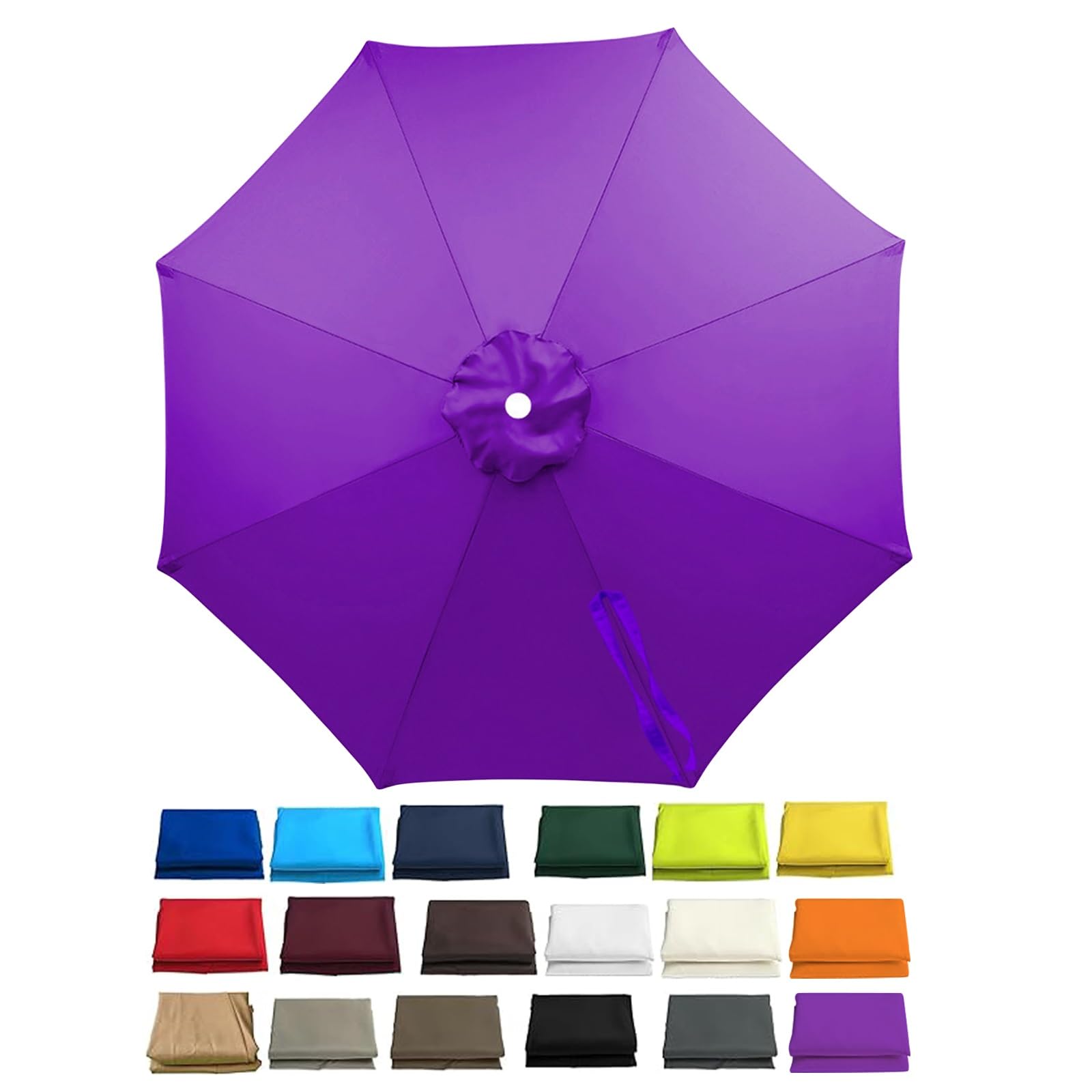 Garden Parasol Replacement Cover, 2m 2.3m 2.5m 2.7m 3.0m 4.0m 6/8 Arms Sun Umbrella Canopy Replacement Outdoor Market Patio Table, UV-Block Waterproof Polyester Cloth Fabric(Purple,6ribs/2.5m)