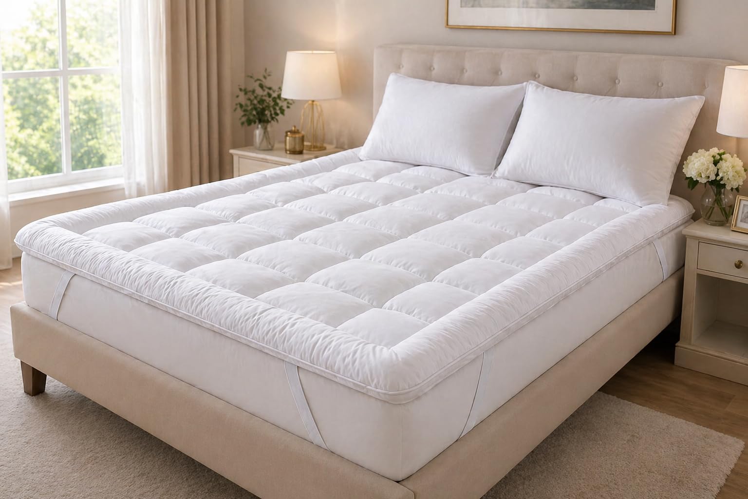 Extra Thick Hotel Quality Box Stitched Microfibre Mattress Topper 10cm โ Super Soft Heavy Fill, Orthopaedic Comfort, Anti-Allergy, Hypoallergenic, Breathable & UK Made (Small Double)