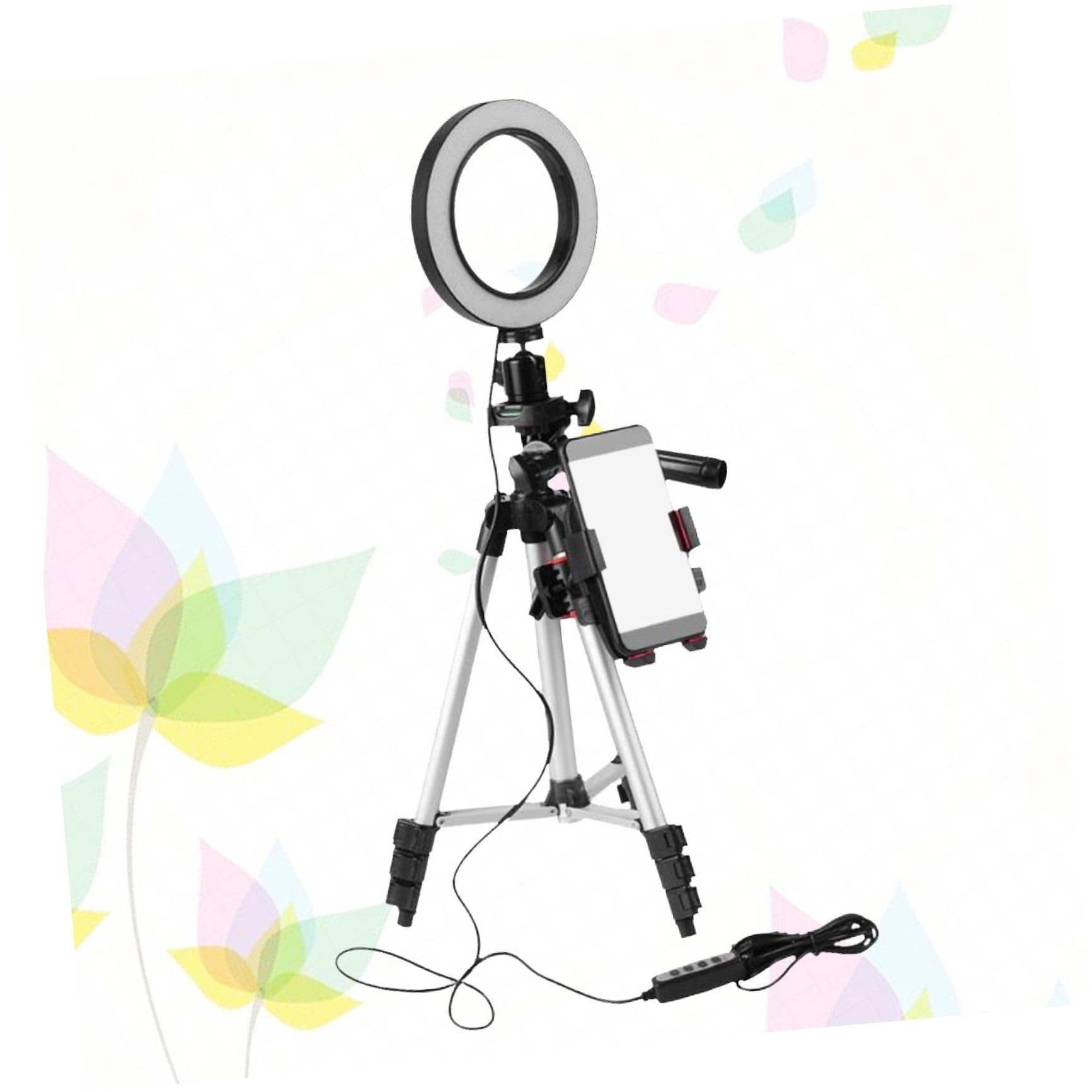 NUOBESTY LED Anneau Lumineux Selfie avec Trépied et Support Téléphone Lumière LED Dimmable pour Maquillage Vidéo Streaming Direct Compatible Smartphone Couleur Aléatoire Couleur Aléatoire