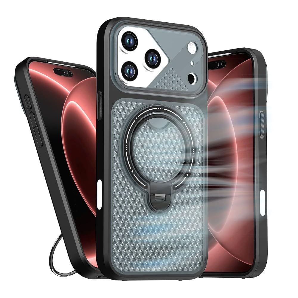 Generic Funda compatible con iPhone 14 (color: negro), elegante anillo de metal, cubierta de silicona rígida