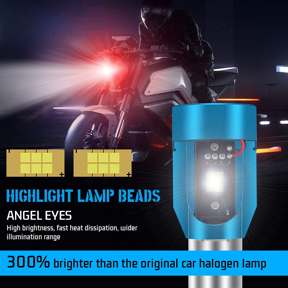 Ampoule BA20D LED Moto Avec Rouge Des Yeux D'ange Pour Feu De R