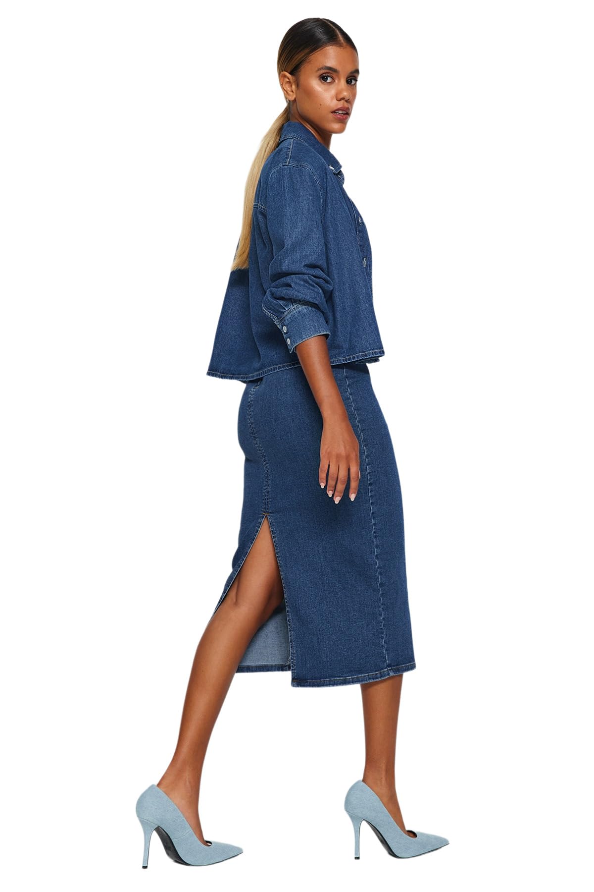 Trendyol Falda De - Moda Femenina Y Diseño Moderno Azul Mujer Talla 44