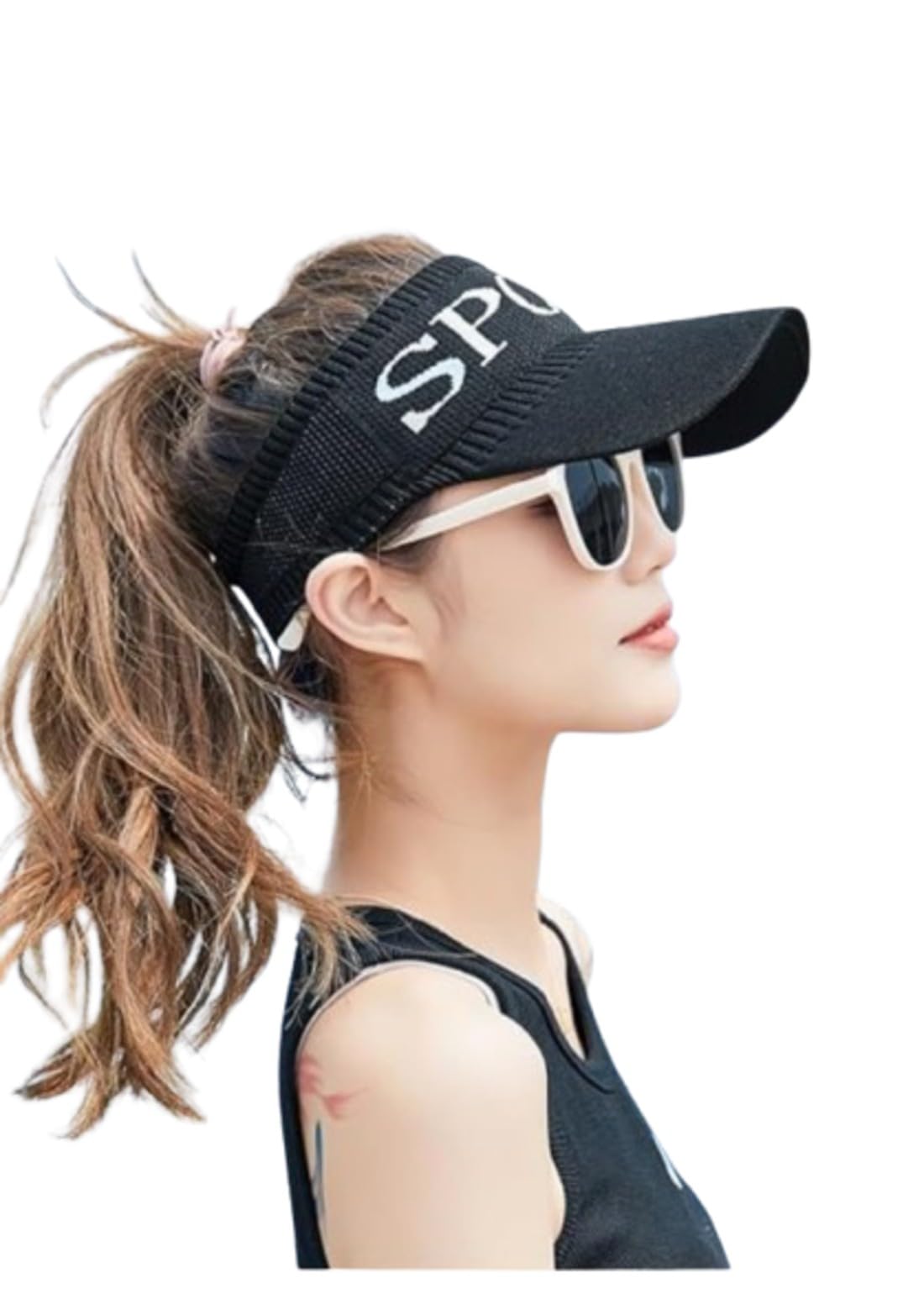Black Unisex Cotton Adjustable Sports Sun Visor Cap-image-43