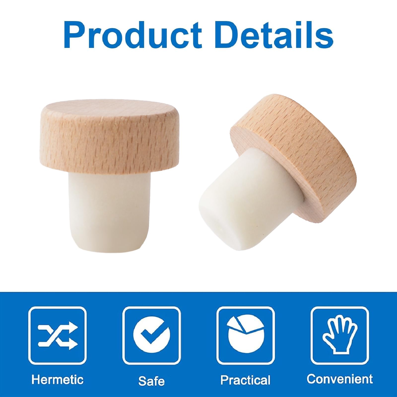 INCREWAY Wine Cork, 8PCS T-Shape Wine Corks T-Plug Cork Wine Stoppers for Wine Bottle Glass Bottle 33 * 19mm - Image 3