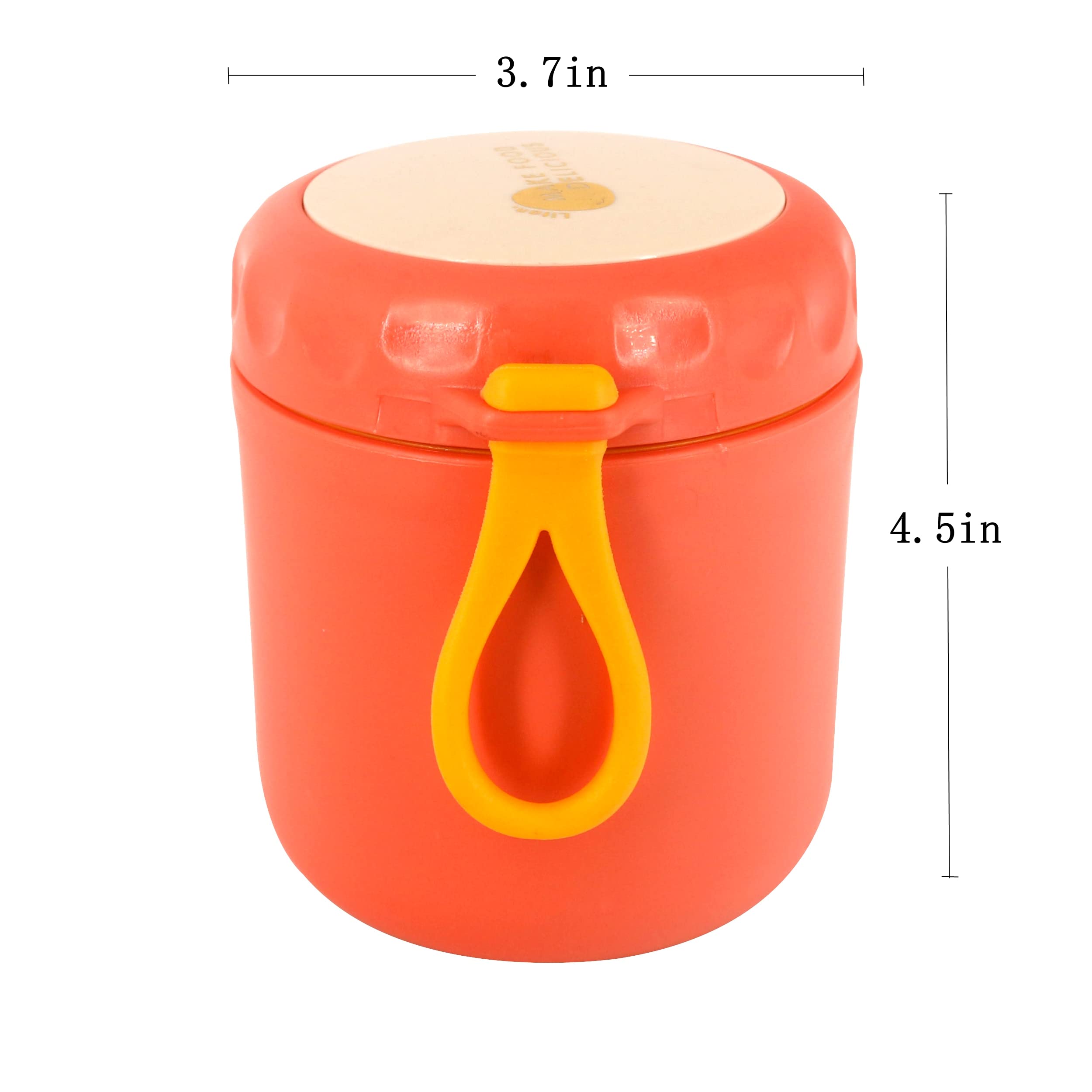 Tarro de comida infantil de 13.5 onzas, recipiente aislado para sopa para alimentos fríos y calientes, acero inoxidable (naranja rojo)