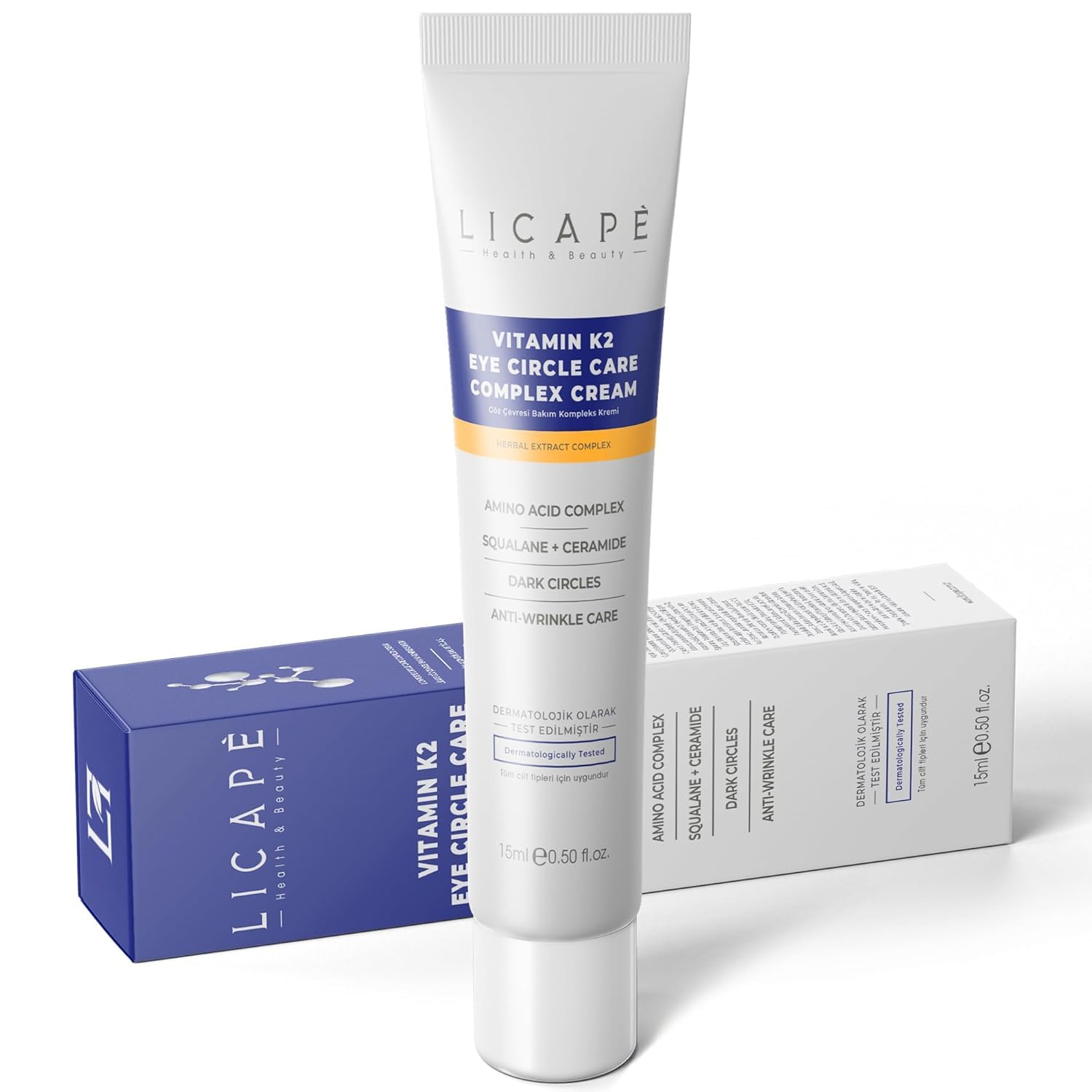 Eye Cream with Vitamin K2 - Moisturising Eye Care Against Dark Circles & Bags - Anti-Wrinkle & Firming Effect - 15 ml