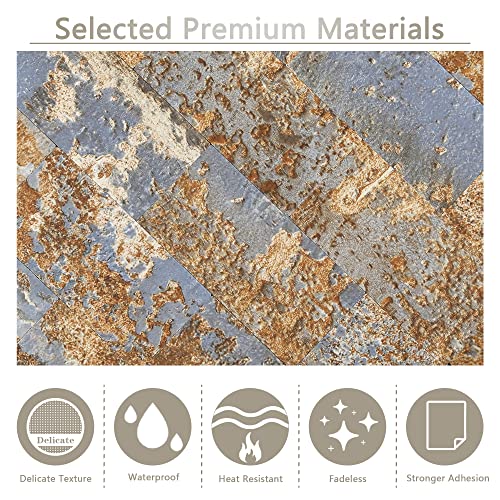 Kasaro Retro Peel And Stick Backsplash Tile, Rust Stone Classic Stick On Wall Tiles, Self-Adhesive Aluminum Backsplash For Kitchen, Bathroom, Fireplace, Bedroom, Rectangle (10 Pieces) #TOP2