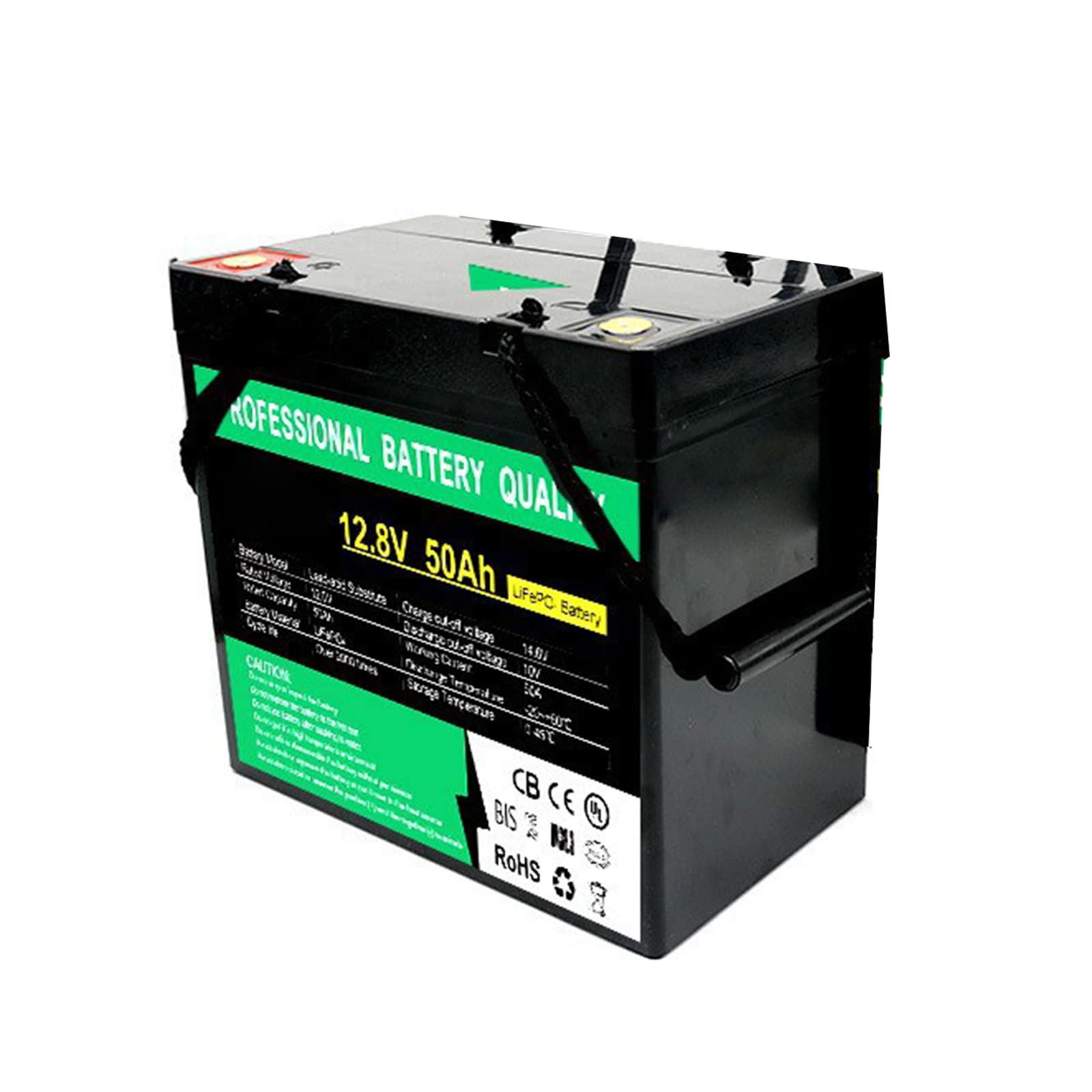 Batteria al Litio Ricaricabile a Ciclo Profondo 12V 100AH LiFePO₄ 12V 100AH per Applicazione off-Grid di Alimentazione di Backup Solare per Camper,