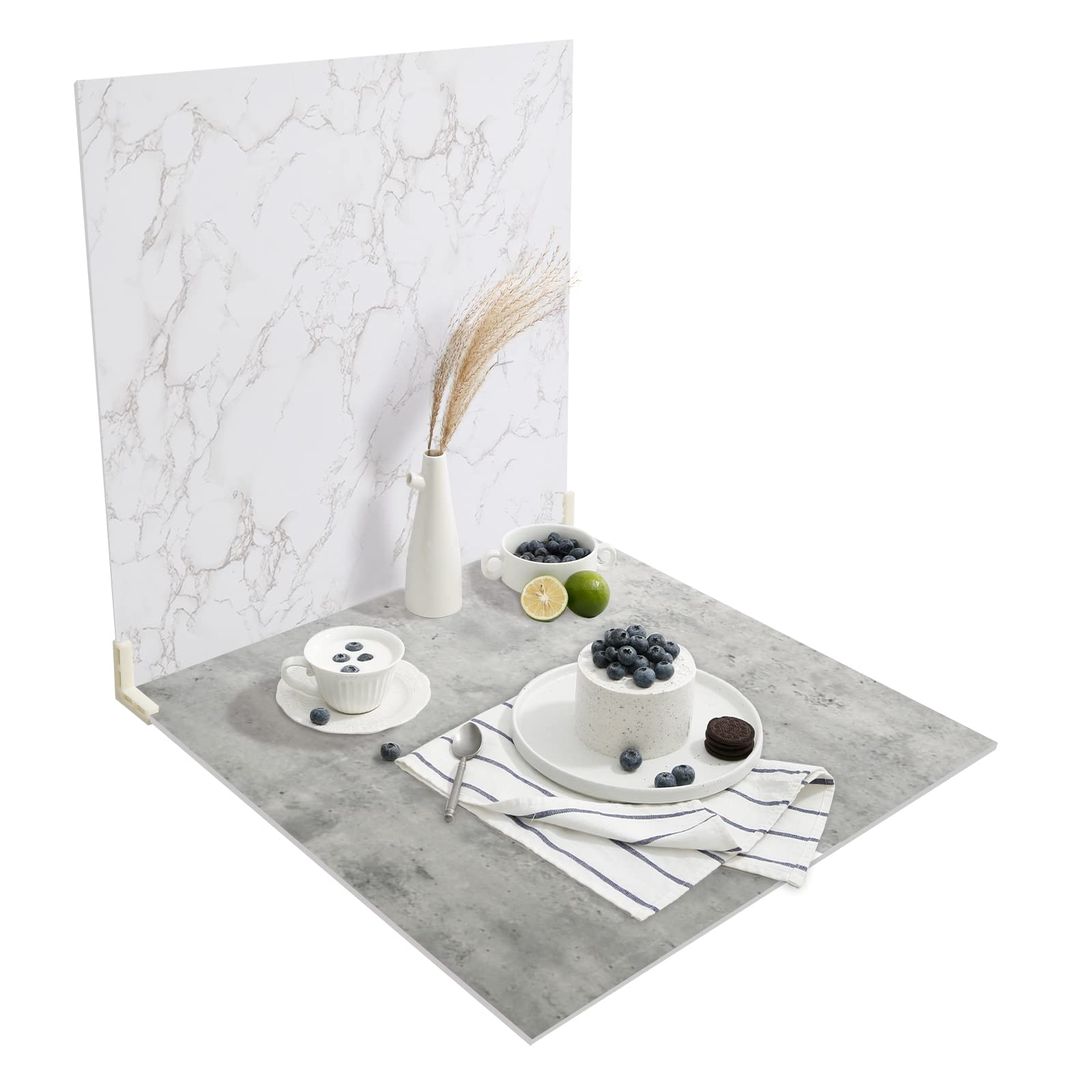 BEIYANG 2PCS Photo Backdrop Boards for Flat Lay, 24x24Inch Marble