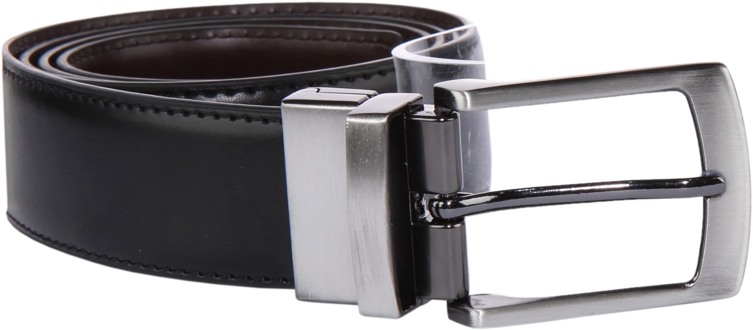JUSTINREESS ENGLAND Herren-Gürtel, echtes Leder, wendbar, 3,2 cm, 2 Seiten, mit kratzfester Zinklegierung, verstellbare Schnalle