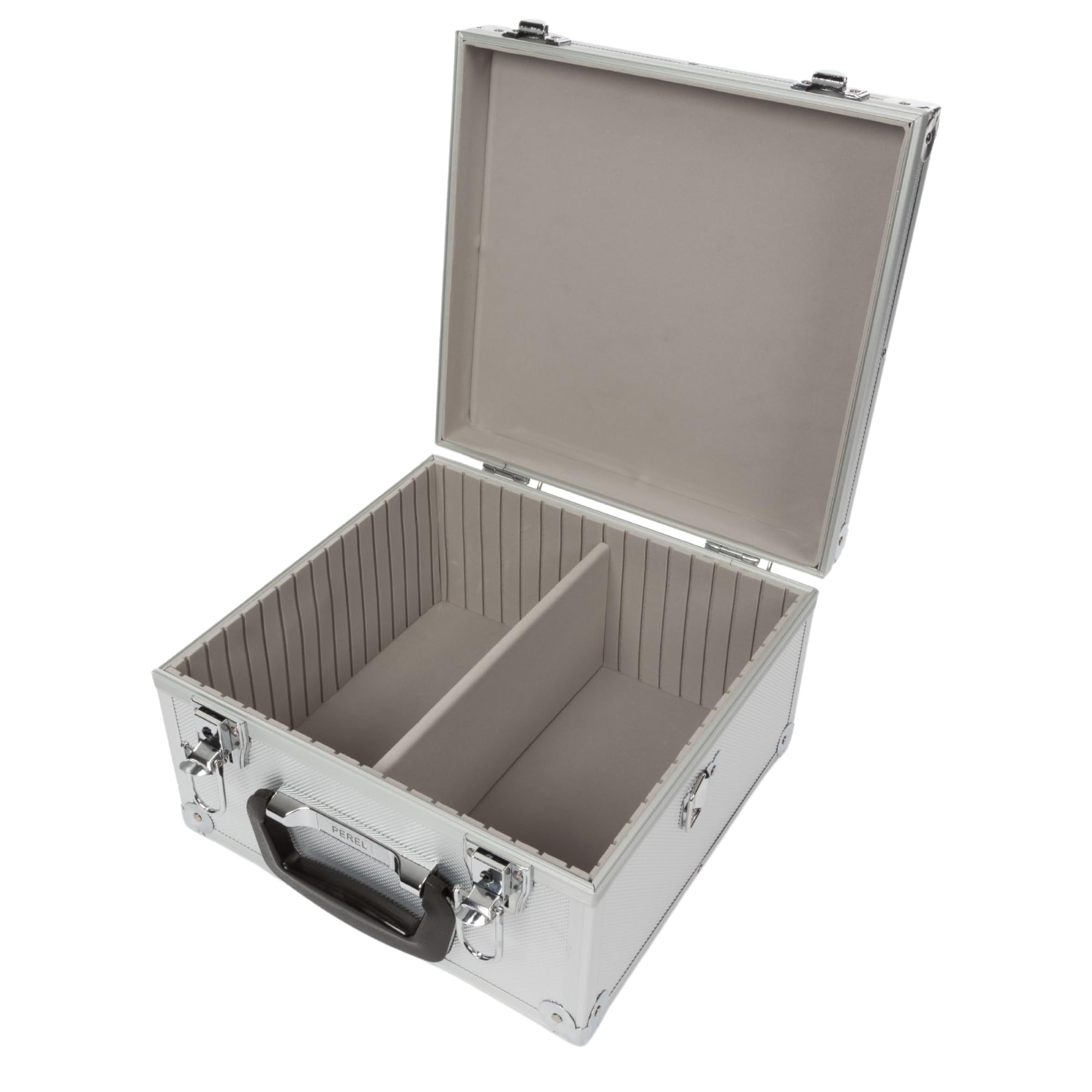 Perel Coffret pour 40 CD, verrouillage à clé, 2 clés, aluminium, 280 x 268 x 160 mm