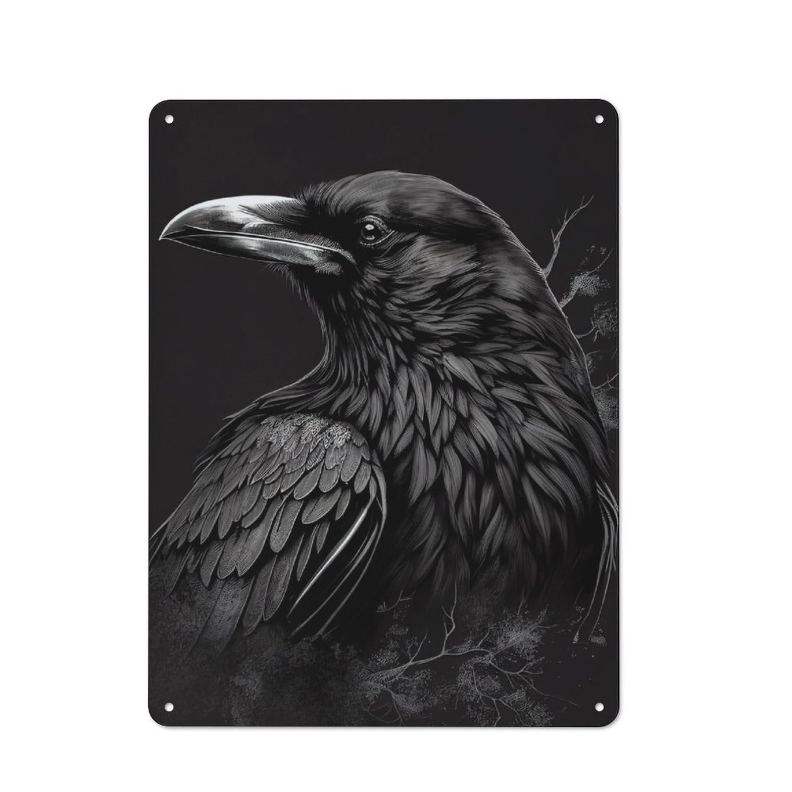 Junmoney Raven Black Retro Metal Plaque With Design 40X30cm, Vintage Bistro Wall Plaque For Coffee Bar, Kitchen, Bistro Or Tea Corner