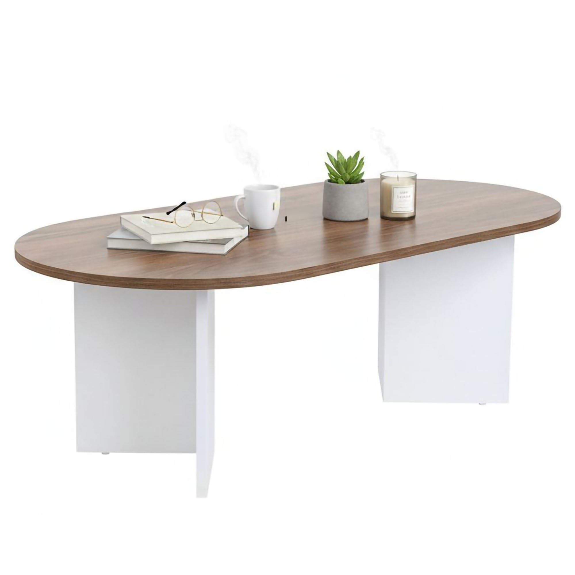 Dmora - Tavolino da Salotto Parrano, Tavolo Basso da caffè, Portariviste per Divano, Ripiano da Soggiorno, 119x60 h40 cm, Noce e Bianco