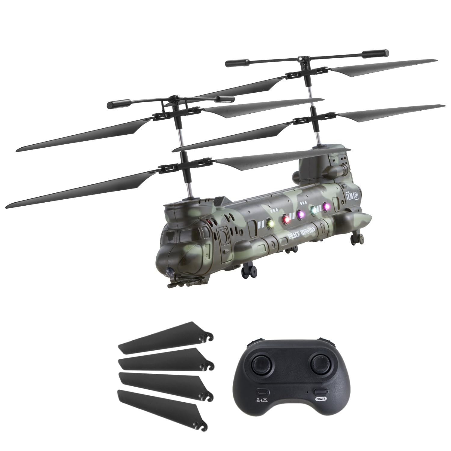 VEVORRC Helicopter, 2.4GHz Military Remote Control Helicopter, 3.5 Channel RC Airplane for Kid, 20 Mins Flight Time, One-Key Takeoff/Landing & LED Lights, Flying Plane Toys for Kids Ages 8 and up