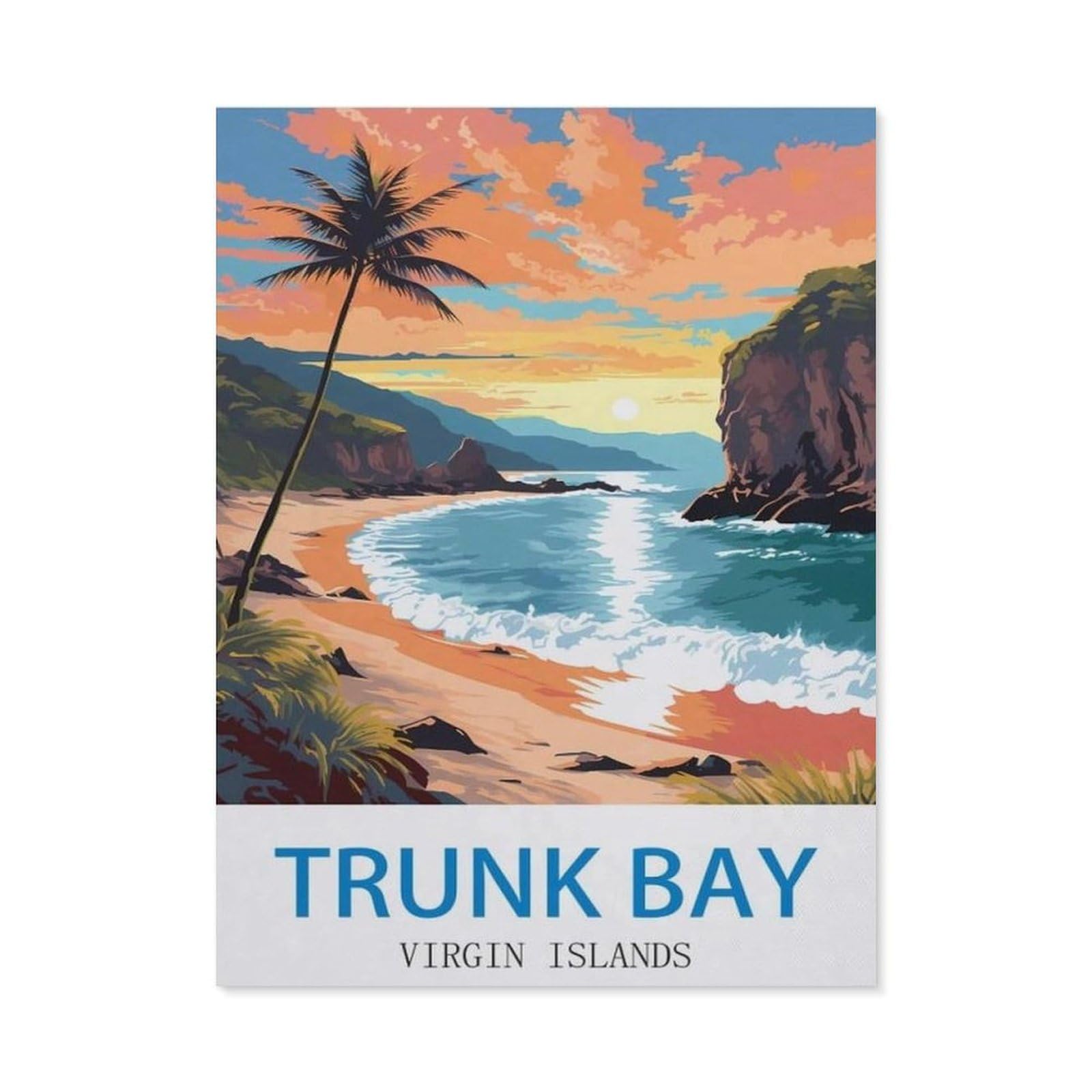 Trunk Bay Virgin Islands，Metal Tin Sign,For Farmhouse Home Bathroom Garage Cafe Office Kitchen Restaurant Man Cave Vintage Art Wall Decor Poster(20x30cm）8x12 inch-EE62