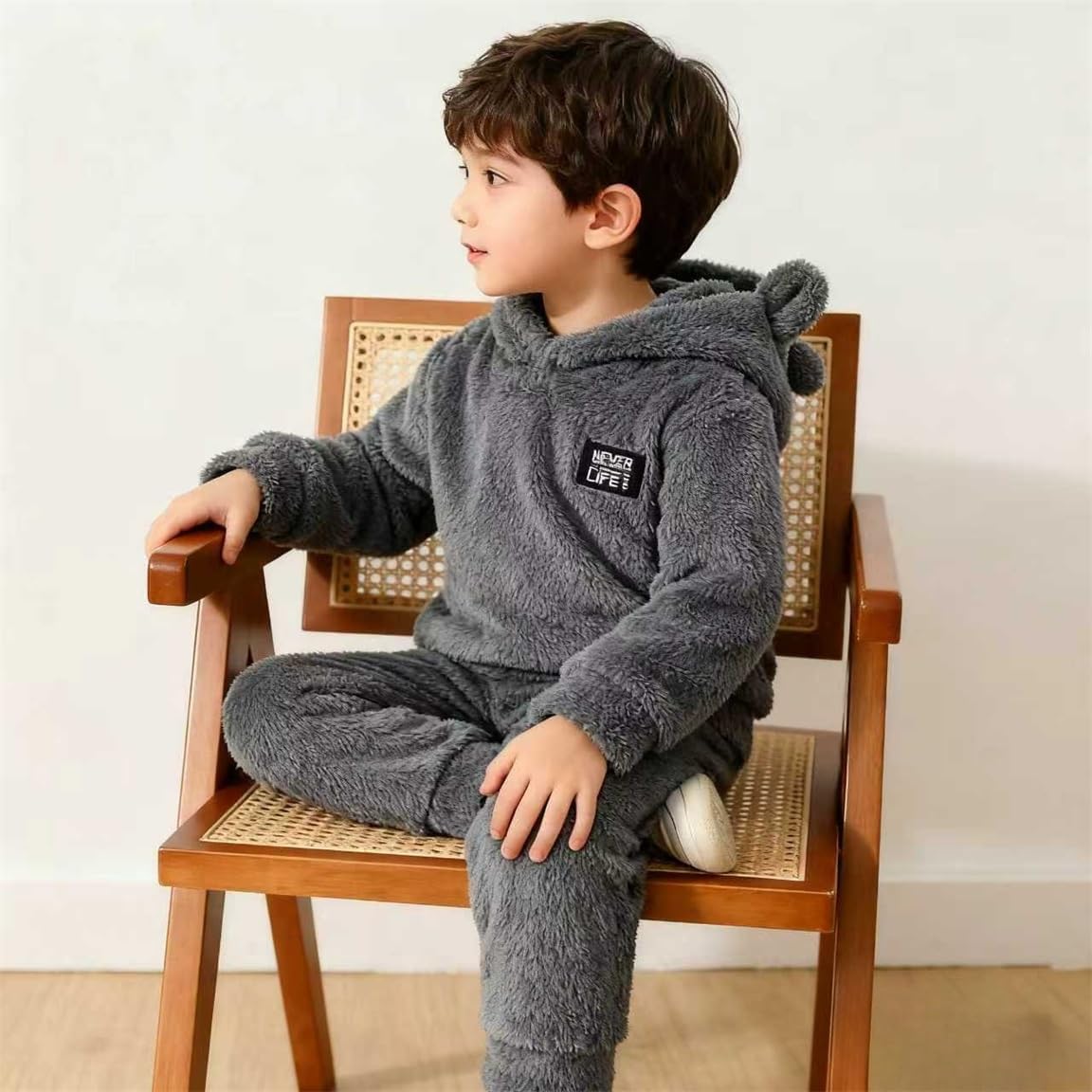 Kid Toddler Boy Clothes Casual Patch Fleece Hoodie Sweatshirt And Jogger Pants Knit Set - Image 2