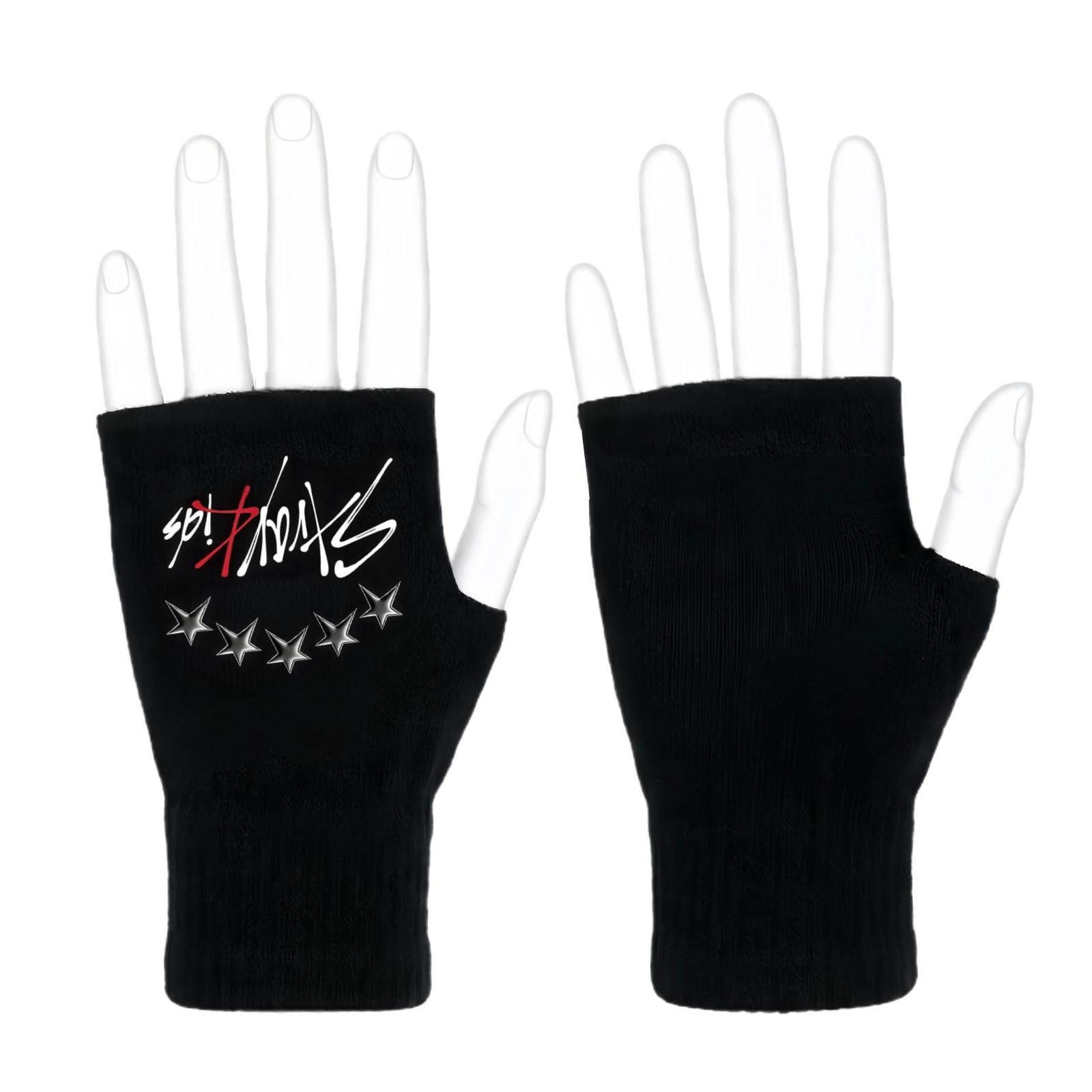GDQQOYWQT 1 Paar Kpop Stray Kids Fingerless Gloves,Fingerless Gloves Kids,Straykids Merch for Boys Girls Knit Touchscreen Gloves Winter Gift for Stay(style 1)