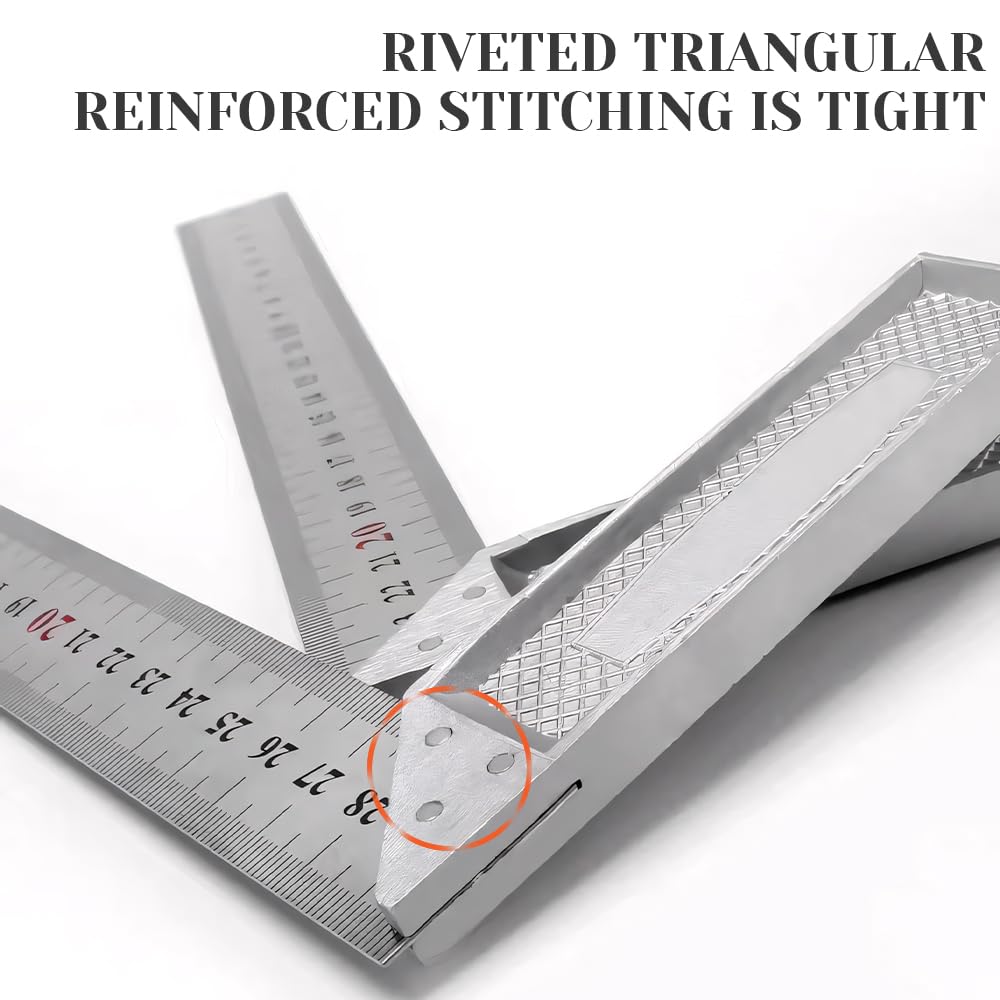 2PCS Metal Speed Square Set, 7-inch Triangle Ruler and 12-inch Angle Ruler - Image 2