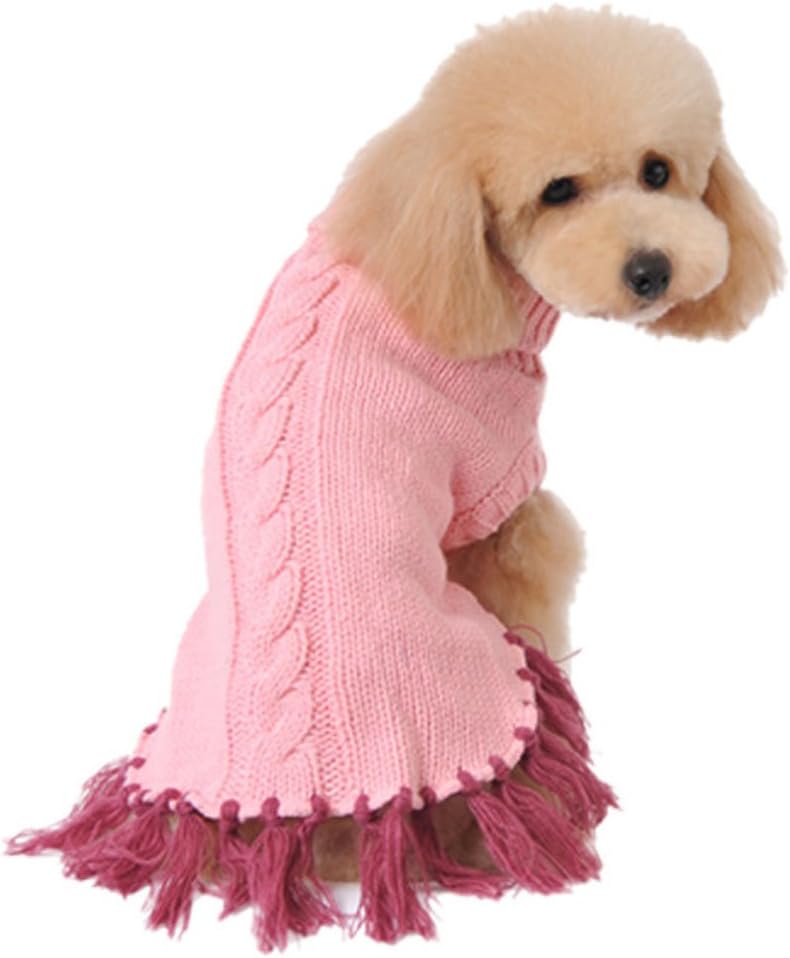 Bayro Dog Clothes Dog Apparel Sweater Skirt Warming for Small Medium Large Dogs Girl Pink