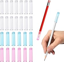 24PCS Pencil Cap, Clear Pencil Toppers Plastic Portable Caps for Wooden Pencils Colorful Pencils Cover for School Office Supplies