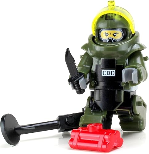 Battle Brick Minifigura personalizada coleccionable de 1.6 pulgadas de alto, escuadrón de bombas EOD especializada en eliminación de EOD | Minifig