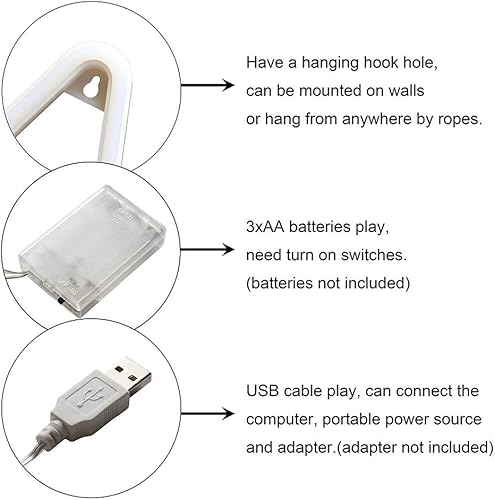 Miniatura 4 de ENUOLI Letrero de neón blanco cálido del alfabeto, luces de noche, letras LED alimentadas por USB, luces decorativas de neón, decoración de pared,