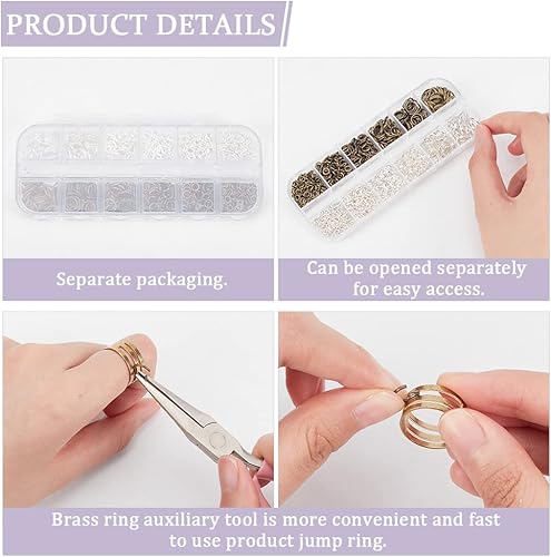 Miniatura 6 de PH PandaHall 1660 piezas de 2 colores de 0.15670.390.39 pulgadas de latón abierto 18 conectores de joyería de calibre 18 para fabricación de aretes,