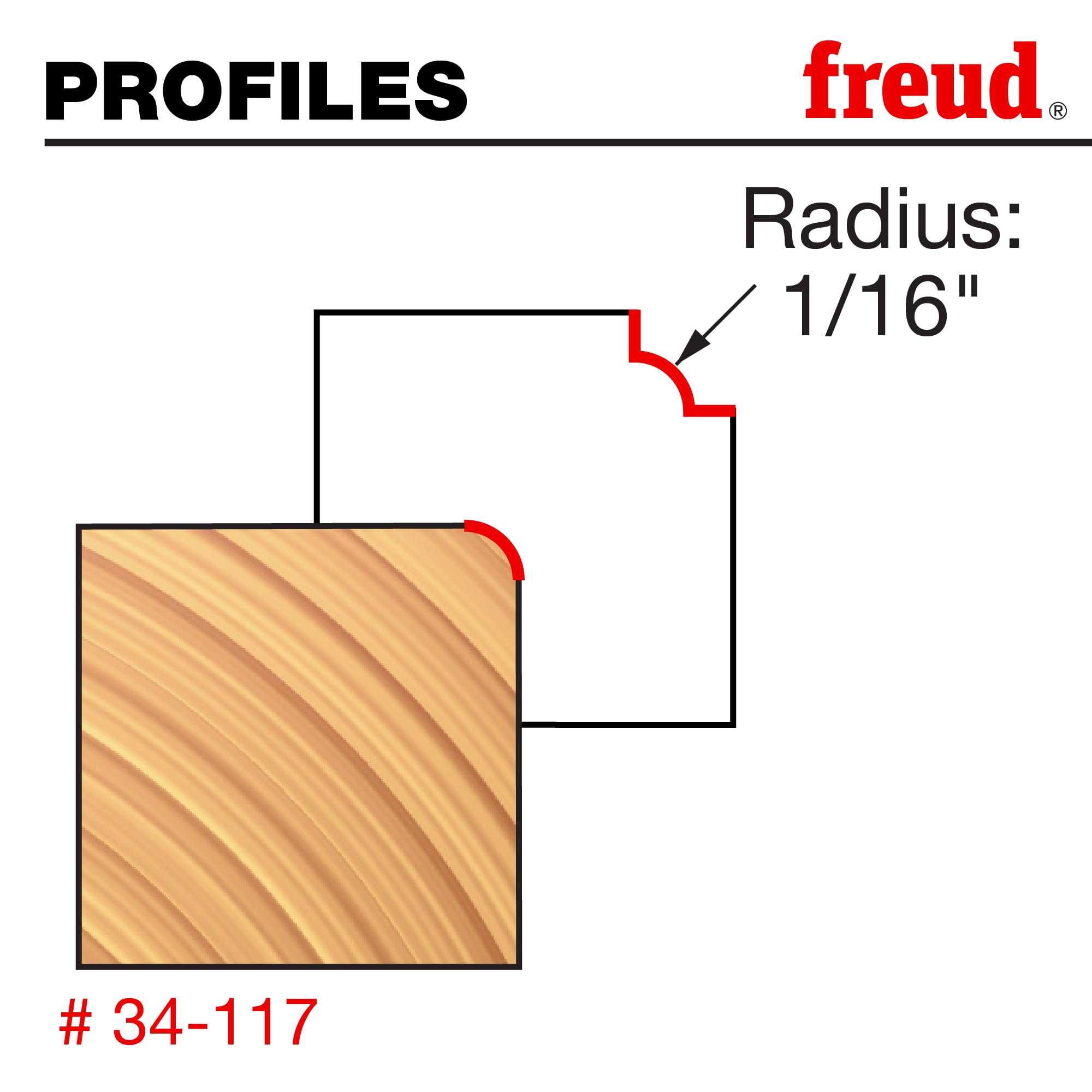 Freud 34-117: 1/16" Radius Rounding Over Bit with 1/2" Shank, Multi - Image 3