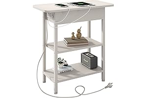 Compact Comfort: LIDYUK Side Table with Shelf and Convenient Charging Hub