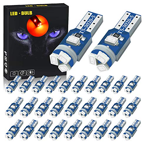 30 lámparas LED T5 rojas para paneles de vehículo miniatura 1