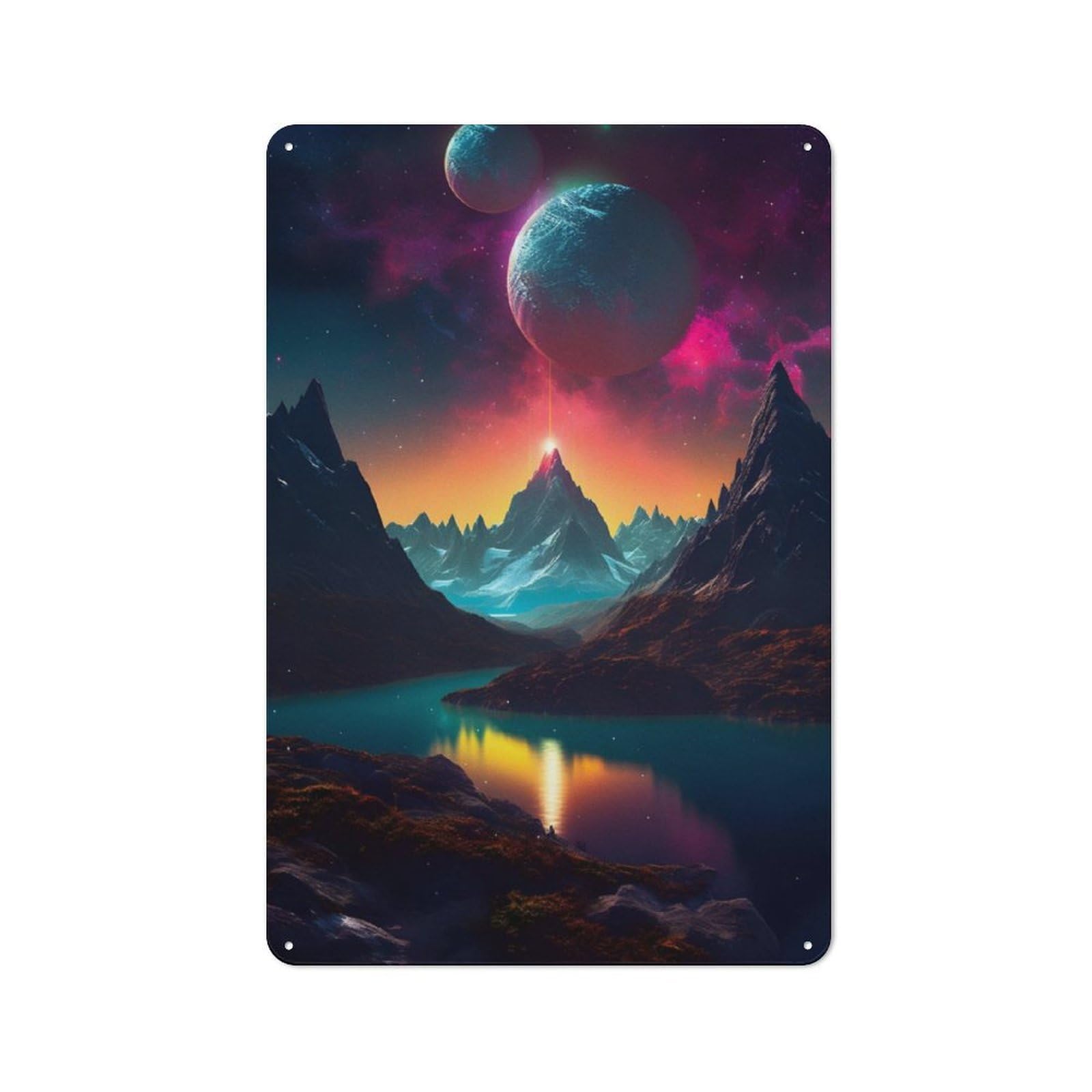 Junmoney Lake In The Space Industrial-Style Tin Sign 30X20cm For Pub Or Café, Suited To Pub Decor Enthusiasts
