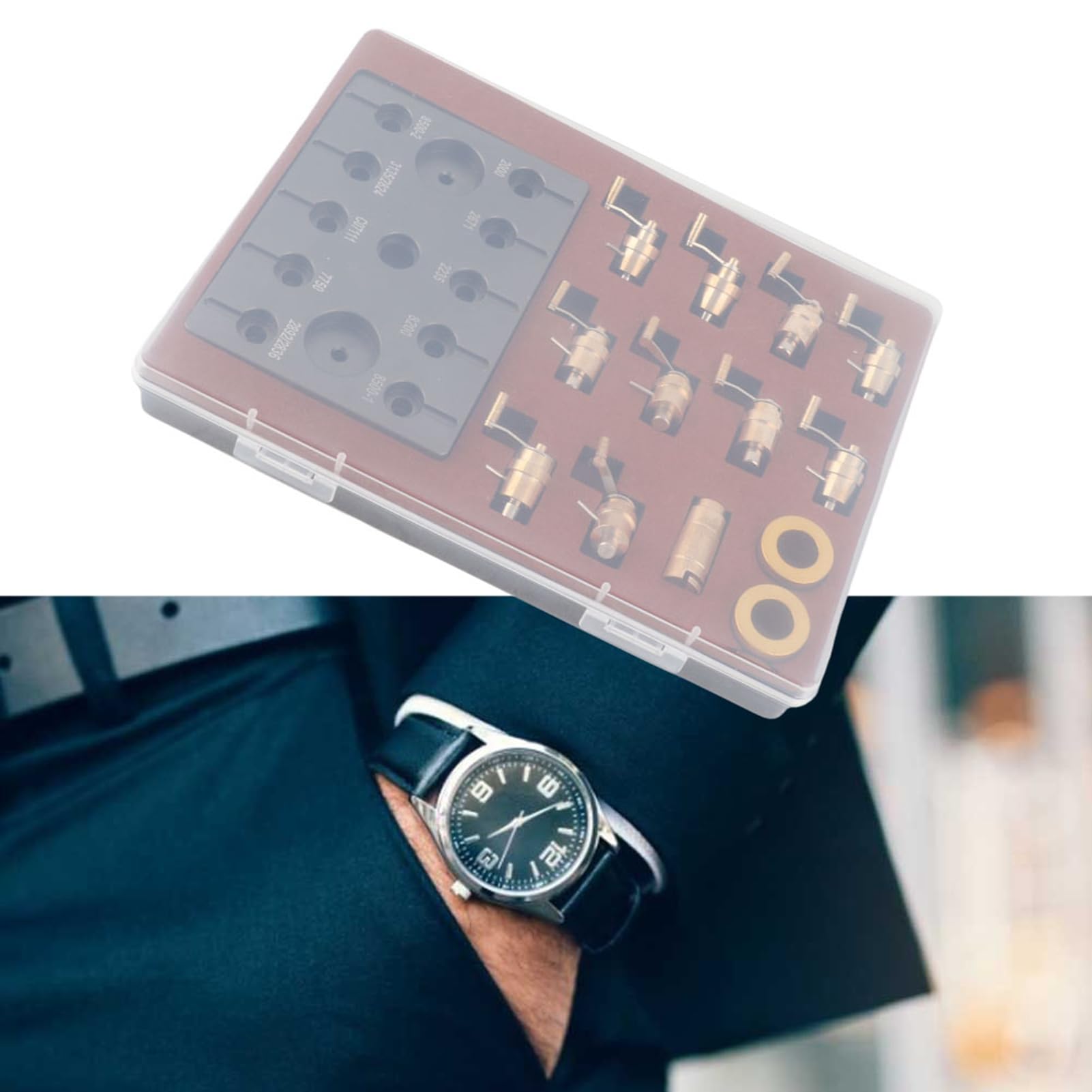Herramienta de Bobinado de Resorte Principal de Reloj de Acero de Aleación para Reparación de Relojes, Duradera con Antideslizante, 10 Troqueles Incluidos
