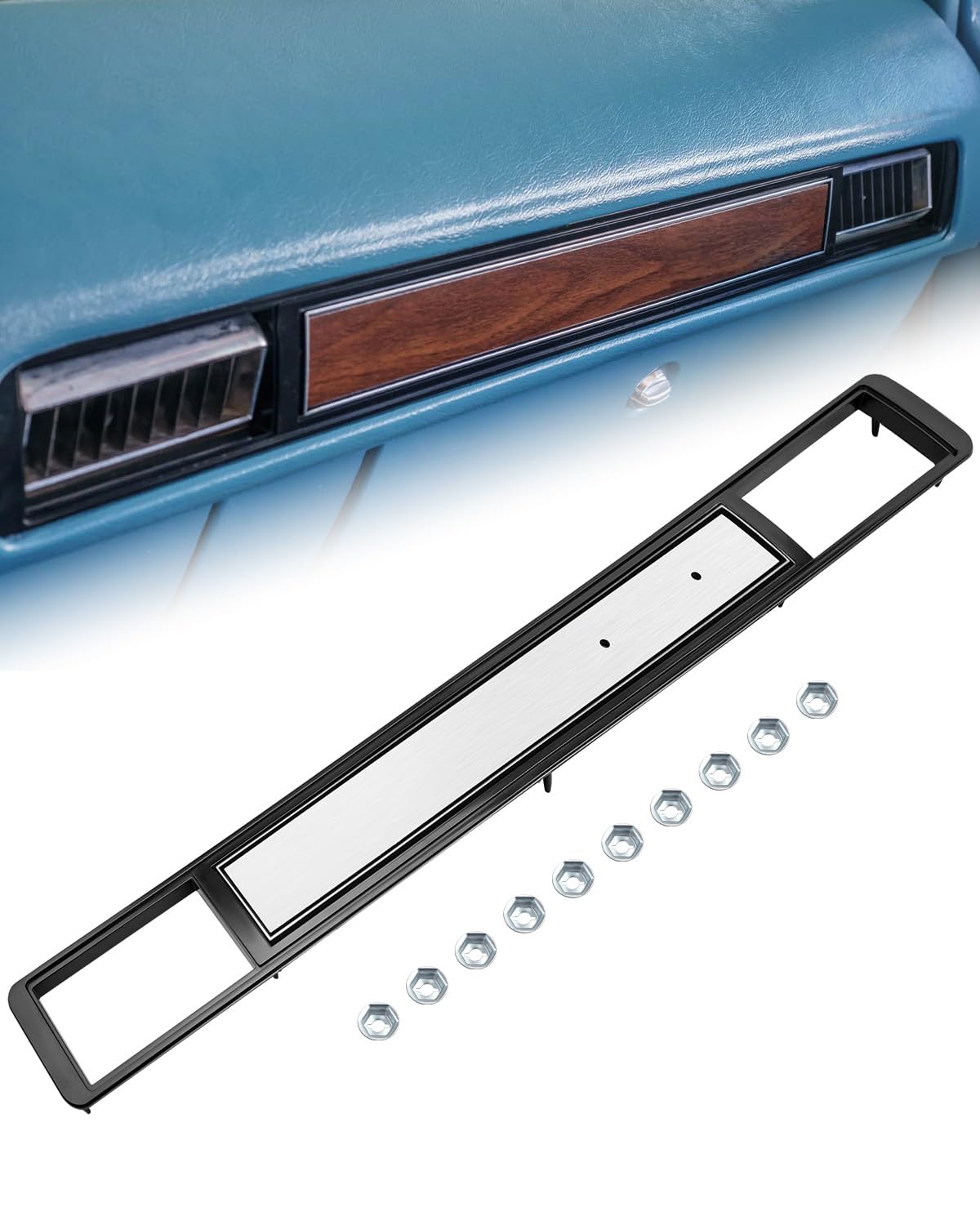 Chevy GMC Pickup Truck Dash AC Vent Plate Cover – Brushed Aluminum – 1973-1980