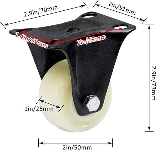 Miniatura 2 de Ruedas giratorias con frenos, ruedas giratorias de 1.969in, ruedas de nailon, ruedas para muebles, capacidad de carga de 330.7lbs, juego de 4