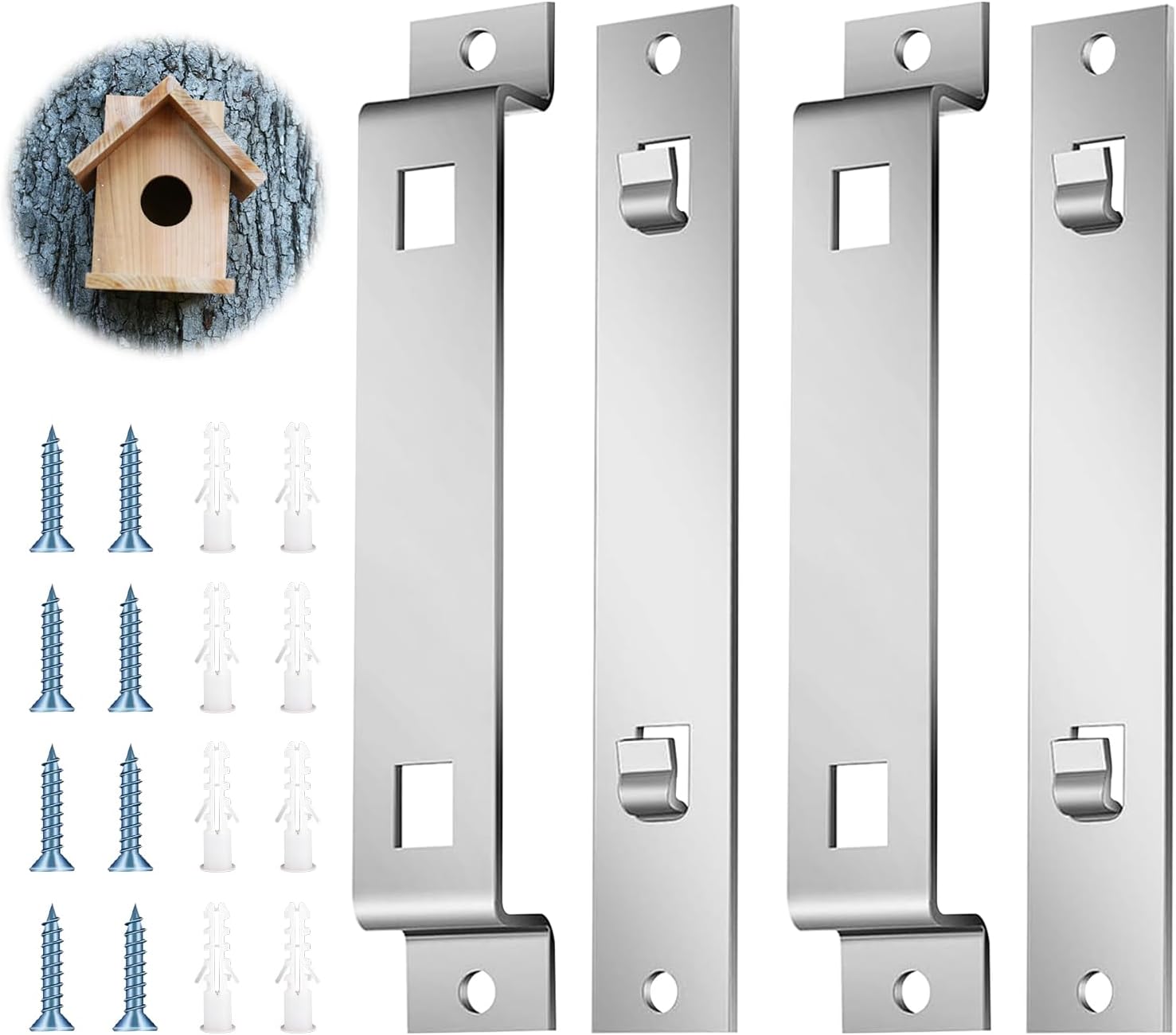 2 Packs Bird House Hanger, Stable Rust Proof Galvanized Steel Bird House Mounting, Bird Feeder Hanger for Securing Bird Houses Nesting Boxes Feeders