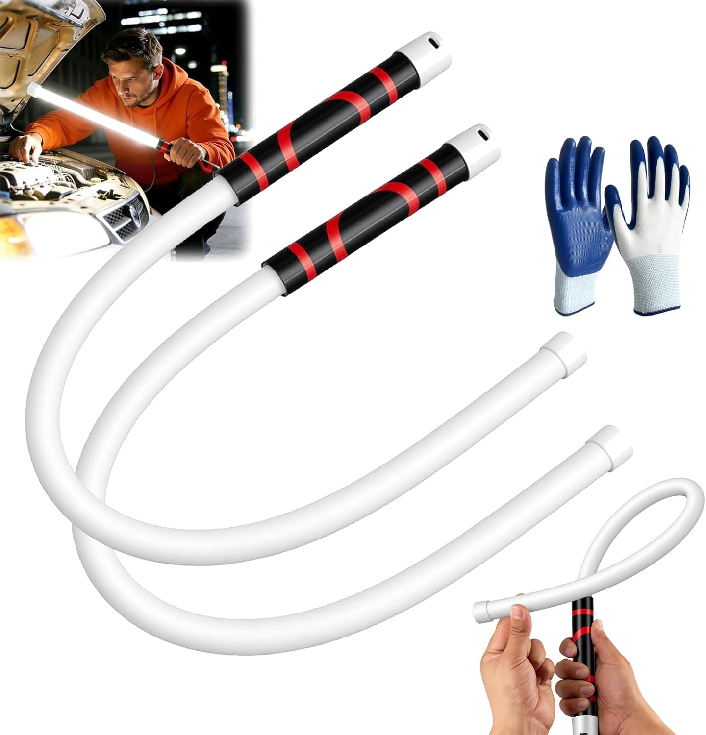 Flexible LED Light Stick, 27" Rechargeable Flexible LED Work Light with High Lumen & 3 Brightness Modes (2Pcs)