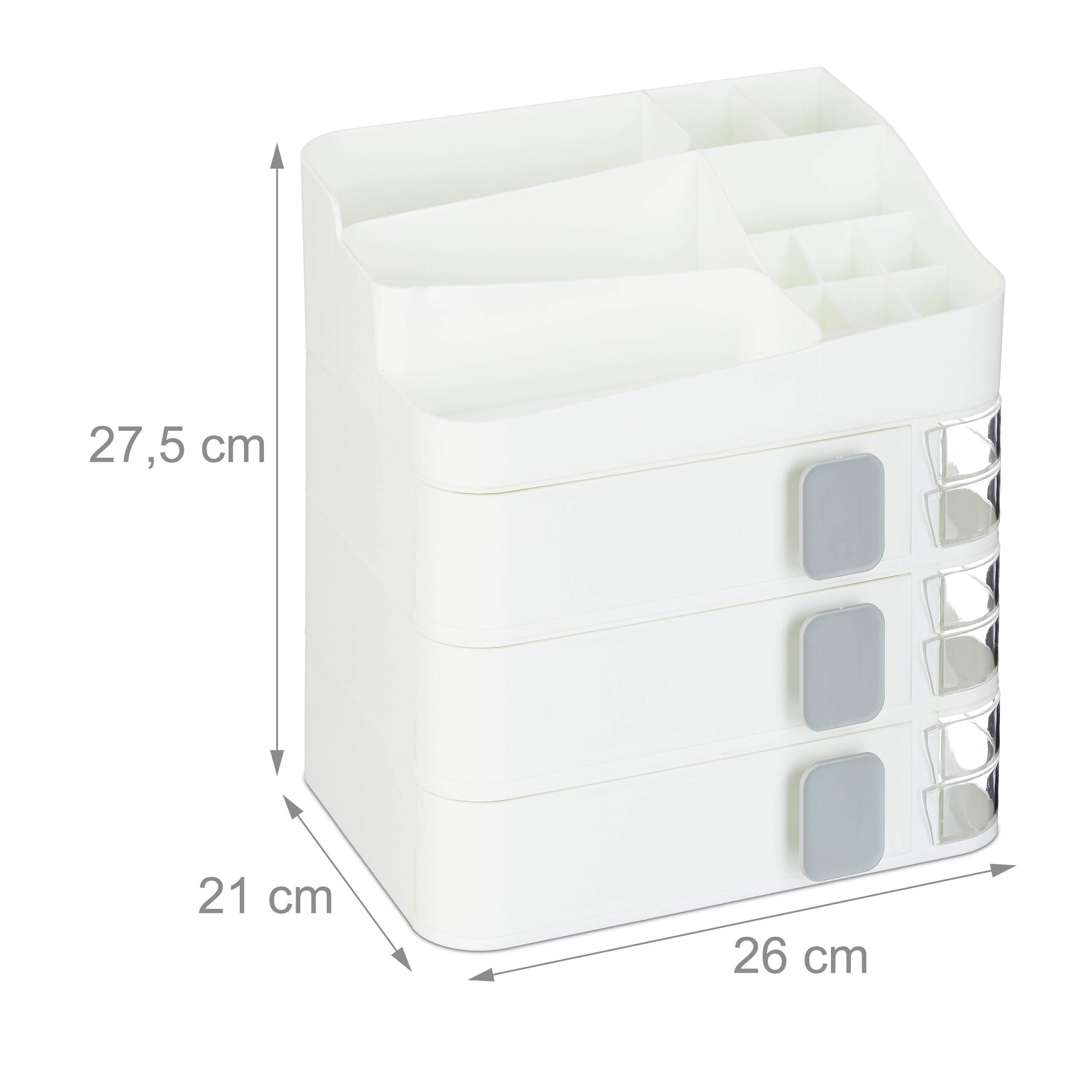 Relaxdays Organizer na kosmetyki, 24 przegródki, tworzywo sztuczne, wys. x szer. x gł.: 27,5 x 26 x 21 cm, organizer na kosmetyki, biały