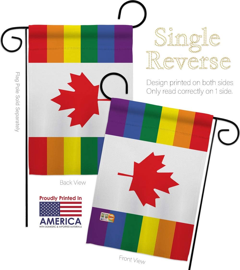 Canada Pride Garden Flag Set Wall Holder Support Rainbow Love LGBT Gay Bisexual Pansexual Transgender Small Decorative Gift Yard House Banner Made In USA 13 X 18.5