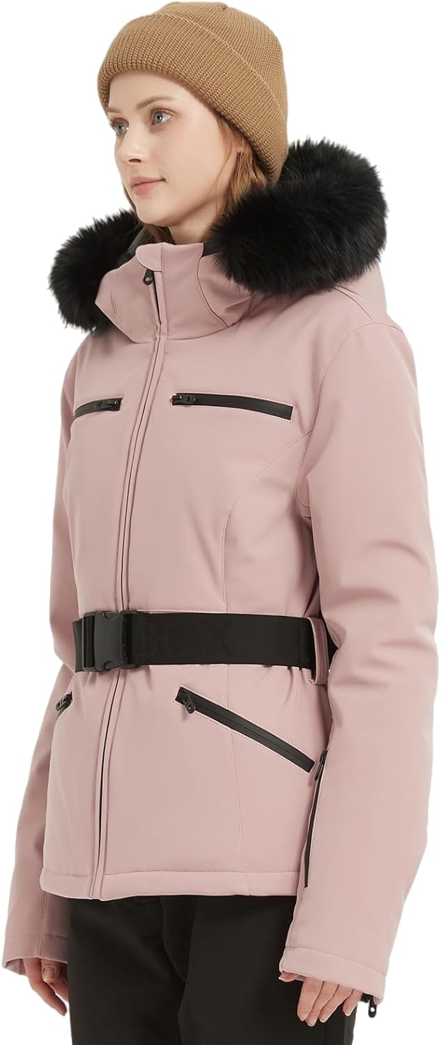 BGX Women's Ski Jacket Snowboard Warm Winter Short Slim Fit Snow Coat Mountain Windproof Waterproof with Hooded - Image 7