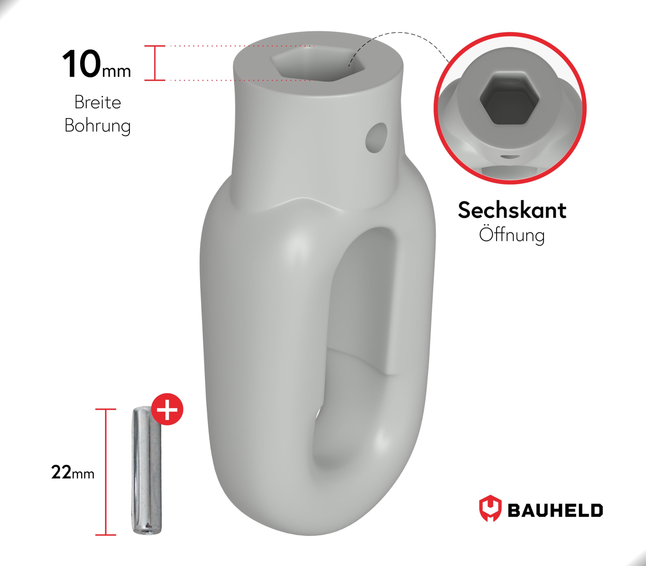 BAUHELD Occhiello da Tenda 10 mm Plastica RAL7035 Grigio Chiaro