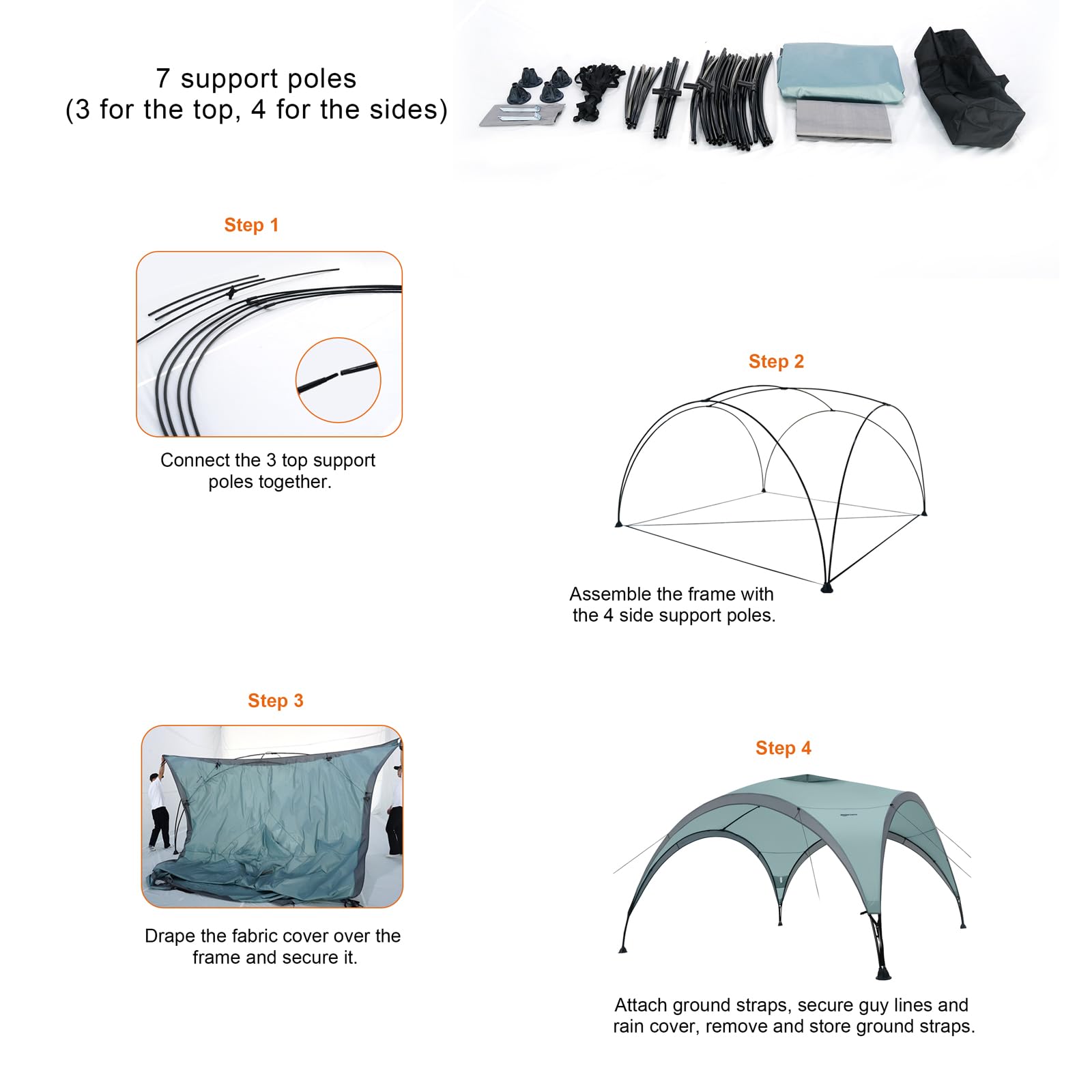 Amazon Basics Cenador/ Carpa Plegable para jardín, playa y eventos, 3.65 x 3.65 m, verde claro
