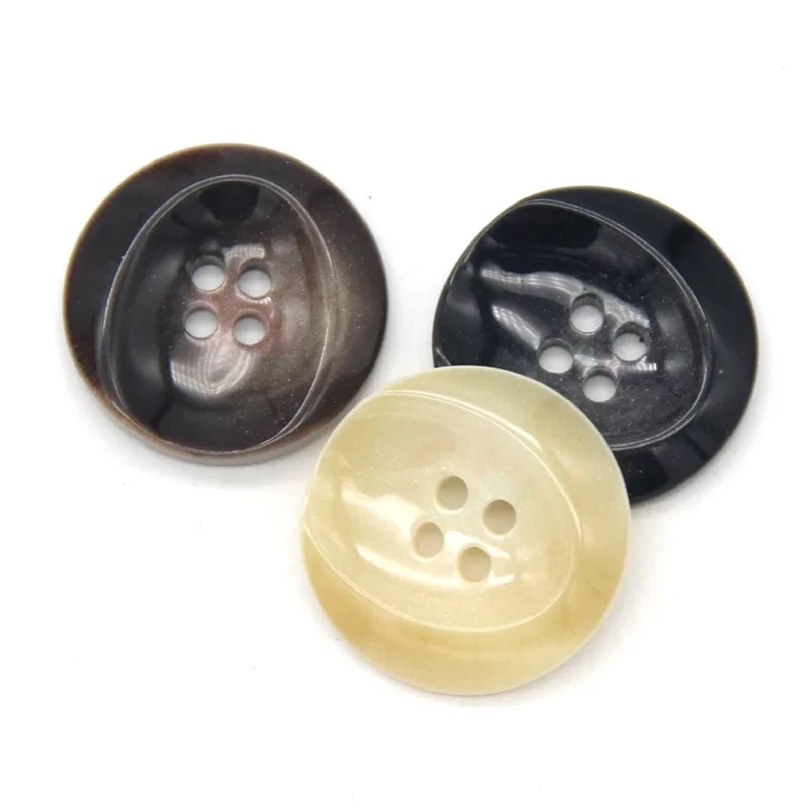 bottoni, Bottoni in corno di resina Beige Nero Marrone 15-30 mm for cucire abbigliamento(Black,25mm 10pcs)