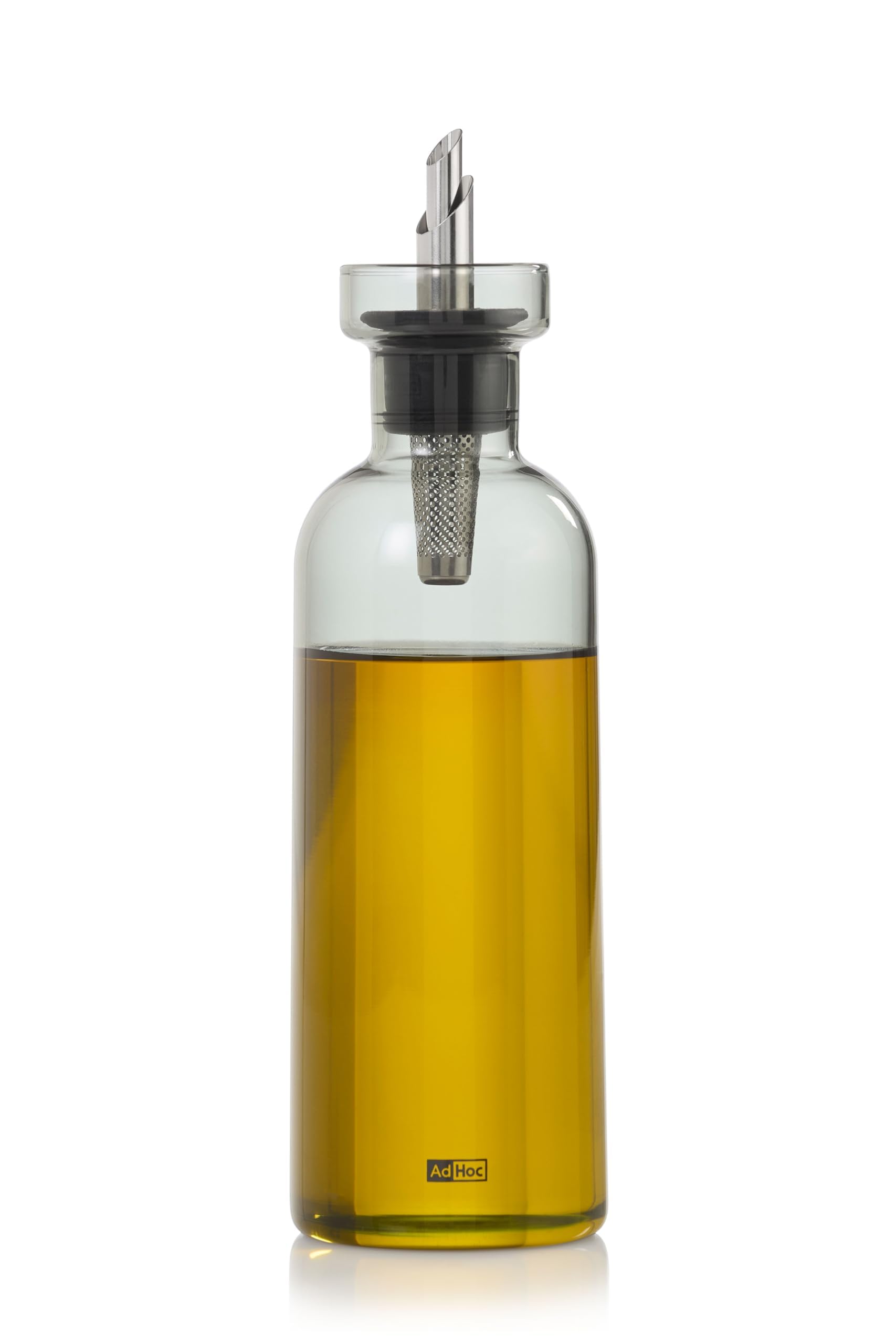AdHoc AromaPour - Botella grande de vidrio gris para aceite y vinagre, dispensador de aceite y vinagre filtrado, 500 ml, apto para lavavajillas