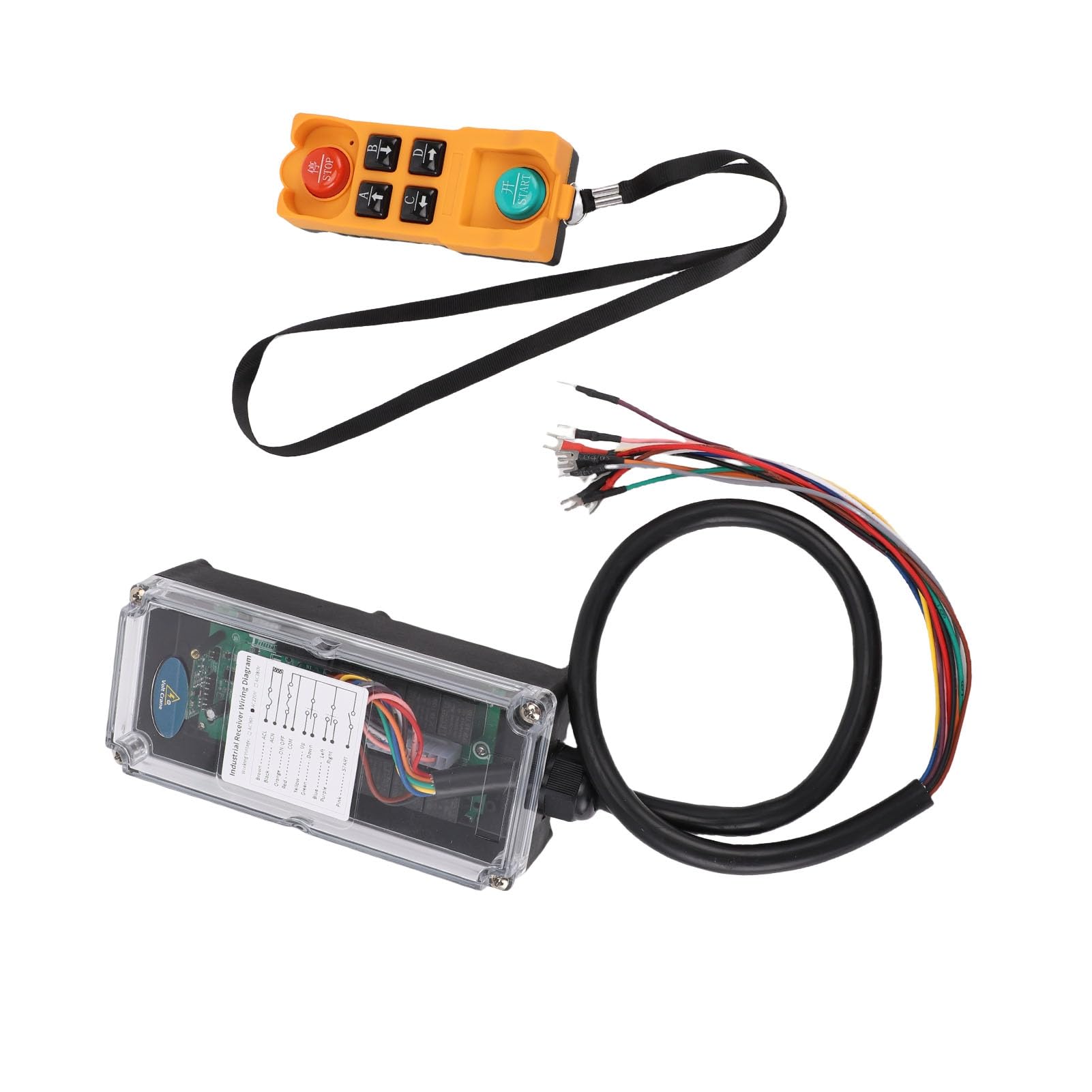 Duokon Telecomando per Gru Wireless ABS Radiocomando a 6 Pulsanti Controller per Paranco da 420 a 450 MHz Portata 328 Piedi Arresto di Emergenza per Operatori di Sollevamento a Ponte Sopraelevato