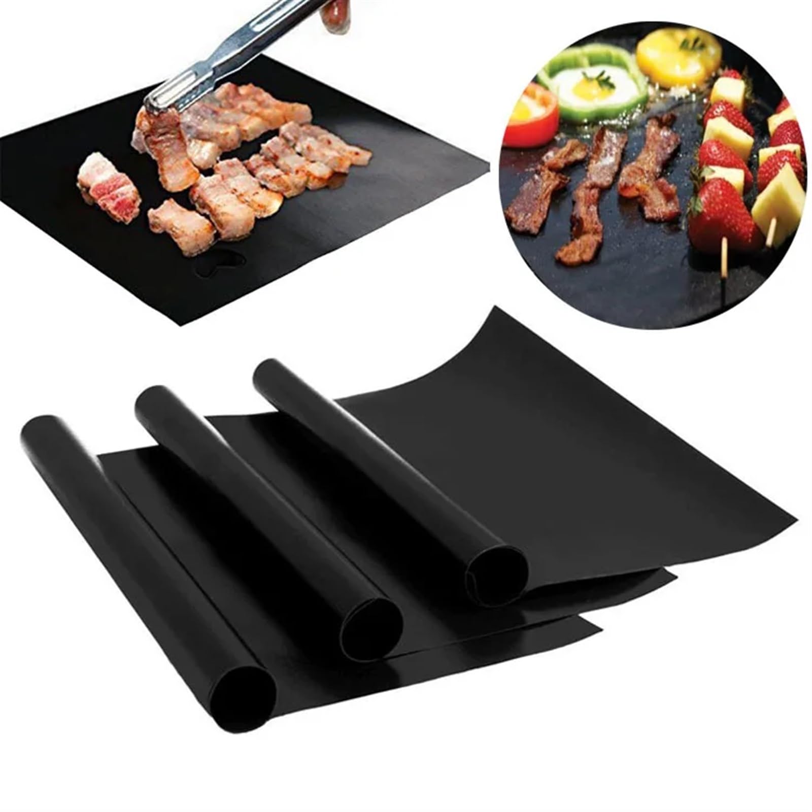 Grillmatte, 44 x 33 cm, antihaftbeschichtet, Grilleinlagen, Backofen-Grillfolie, Grilleinlage, wiederverwendbare Matte, Grillwerkzeuge, Grillzubehör(5pcs)