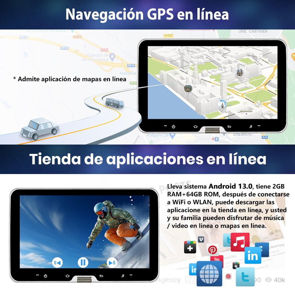 Junsun Android 13 Radio Coche 1 DIN, 10" Pantalla Táctil Giratoria con CarPlay, GPS, Bluetooth/29UI con Botón Deslizante